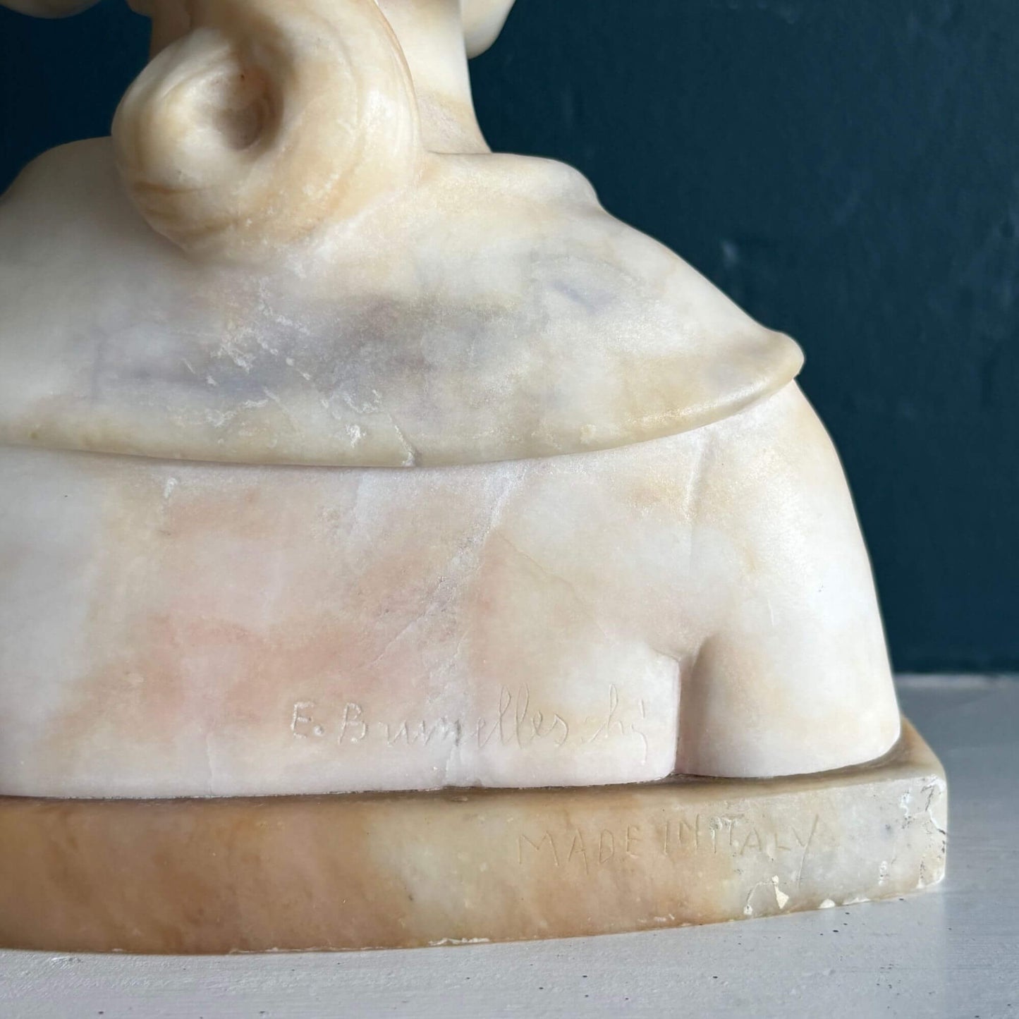 Vintage Signed Enrico Brunelleschi Alabaster Bust Woman image 7