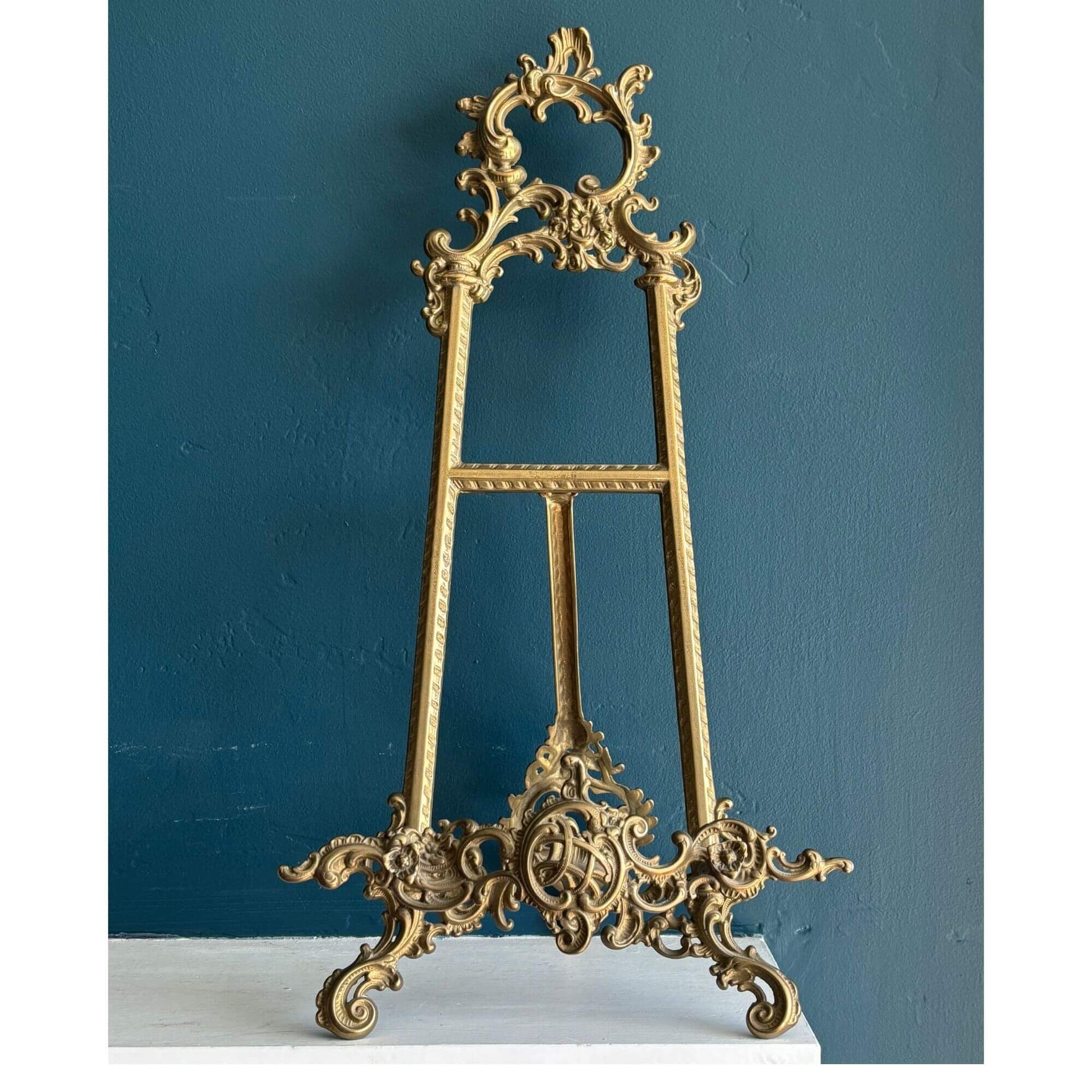 Large Brass Picture Easel 20" Ornate Gold image 5