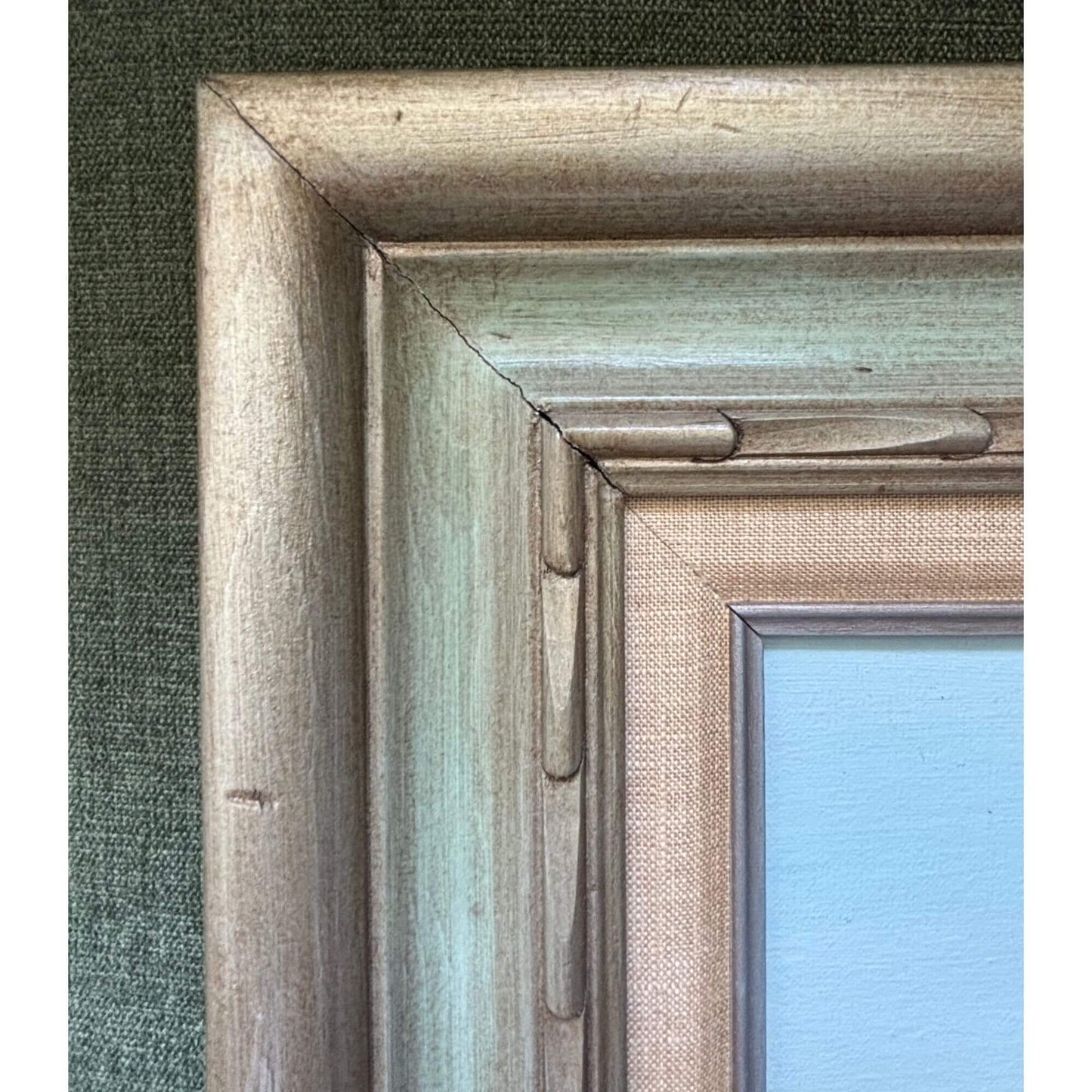 Vintage Coastal Clipper Ship Signed Painting Wooden Frame 17x15 image 2