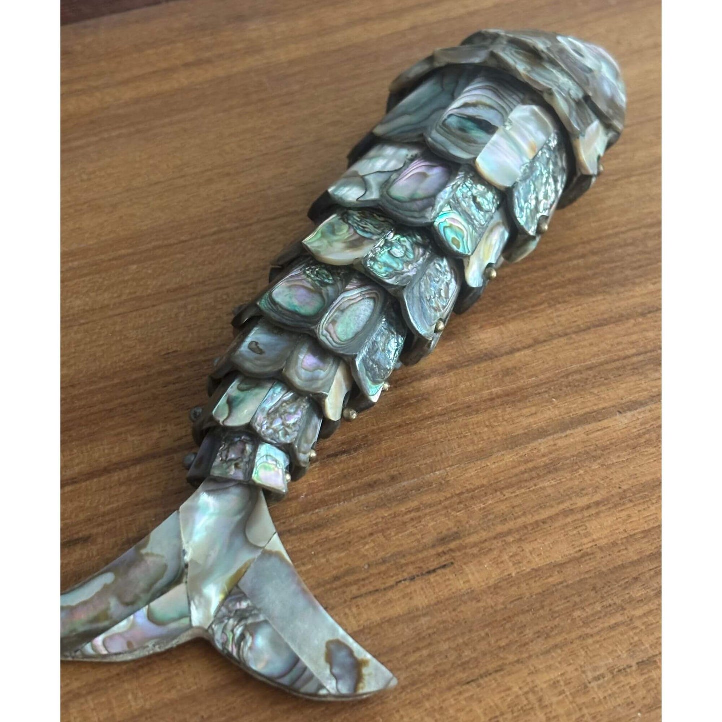 Vintage Articulated Abalone Fish Bottle Opener 7" image 0