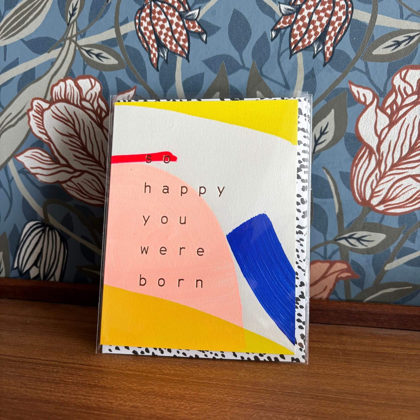 New Birthday Greeting Card 'So Happy You Were Born' Hand Painted by Moglea image 3