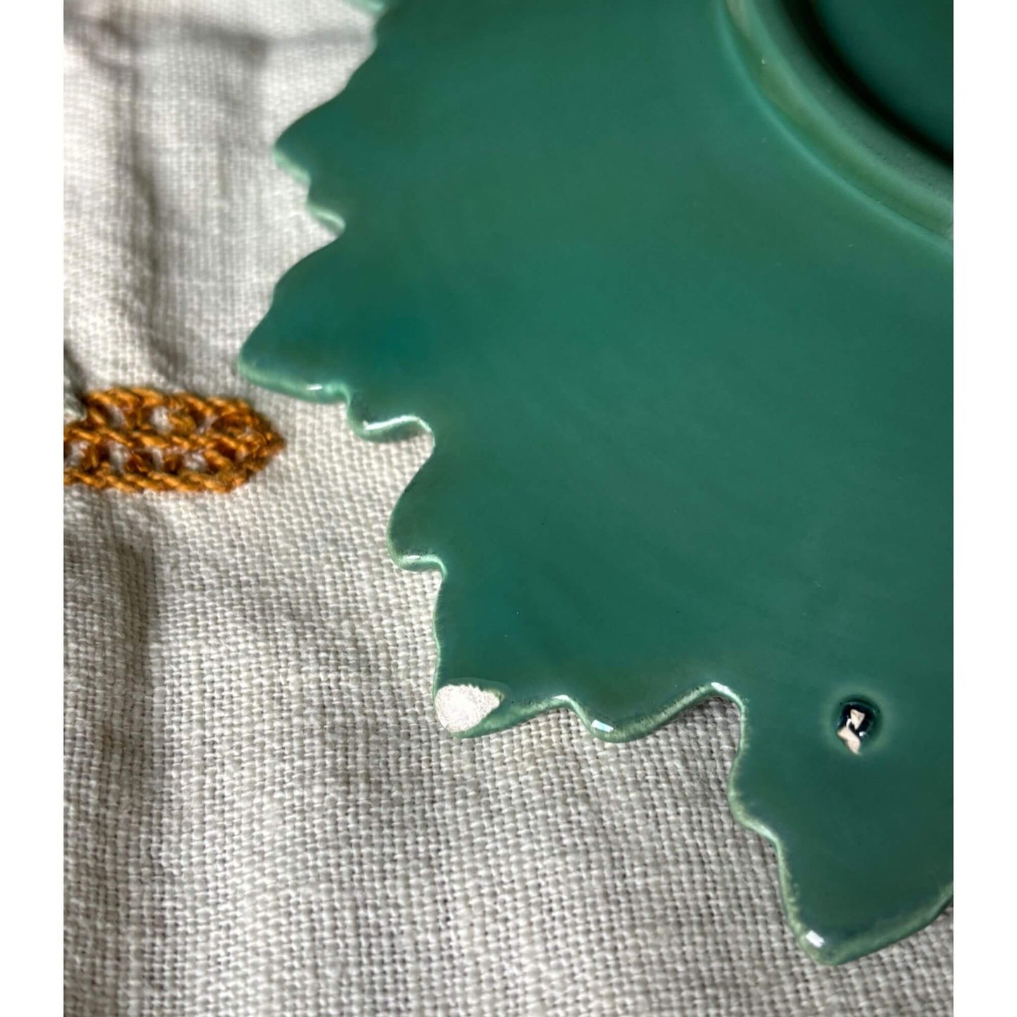 Vintage Green Leaf Plates Set of 4 with Handles image 4