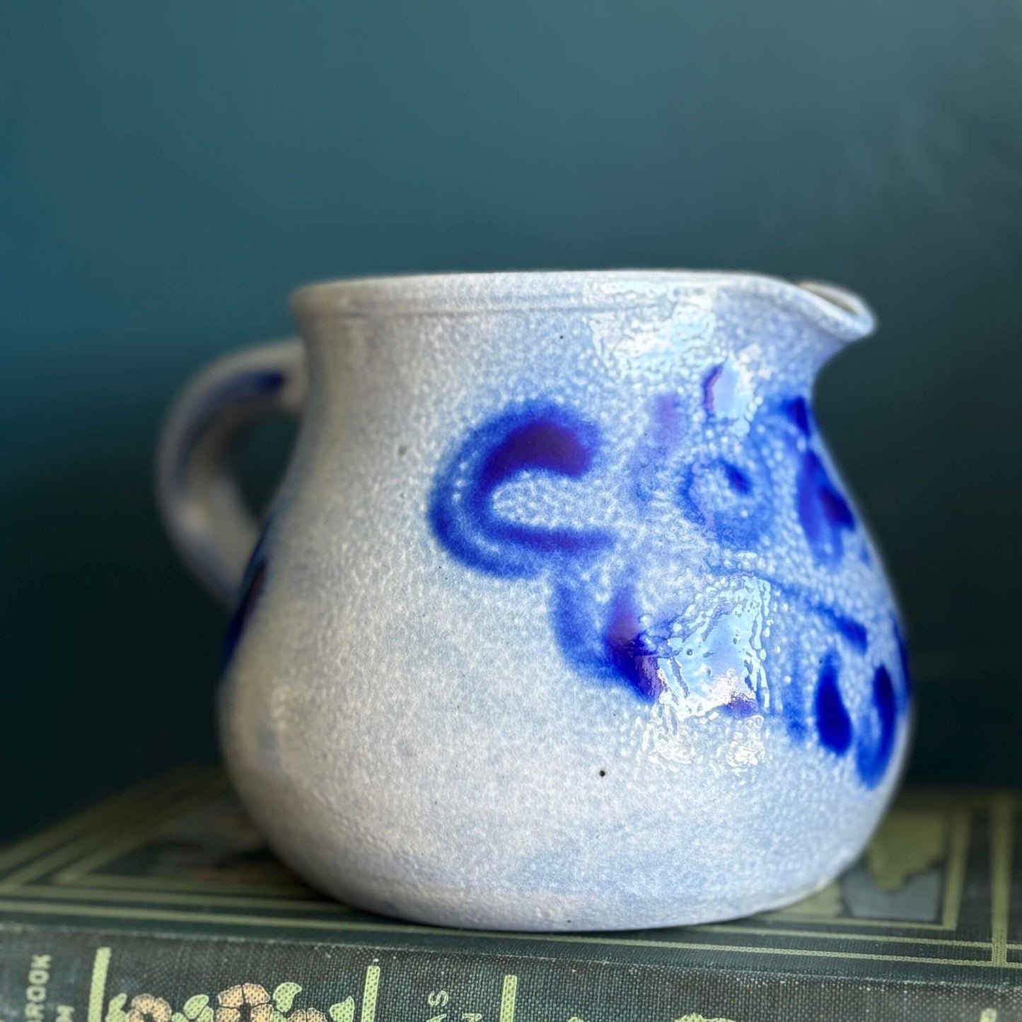 Vintage Blue Salt Glaze Pitcher or Creamer image 1