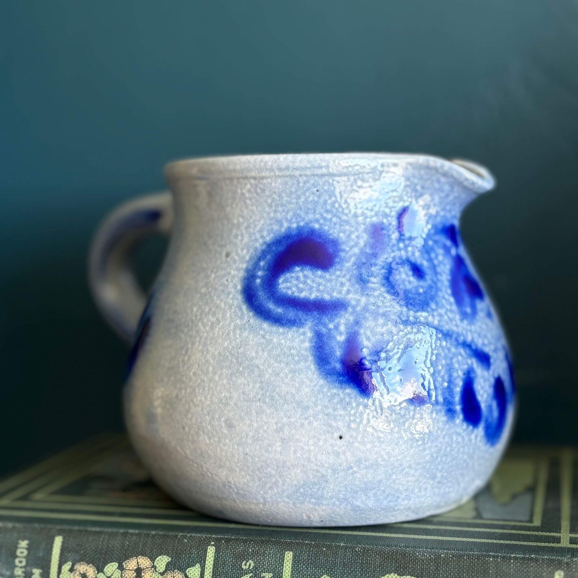 Vintage Blue Salt Glaze Pitcher or Creamer image 1