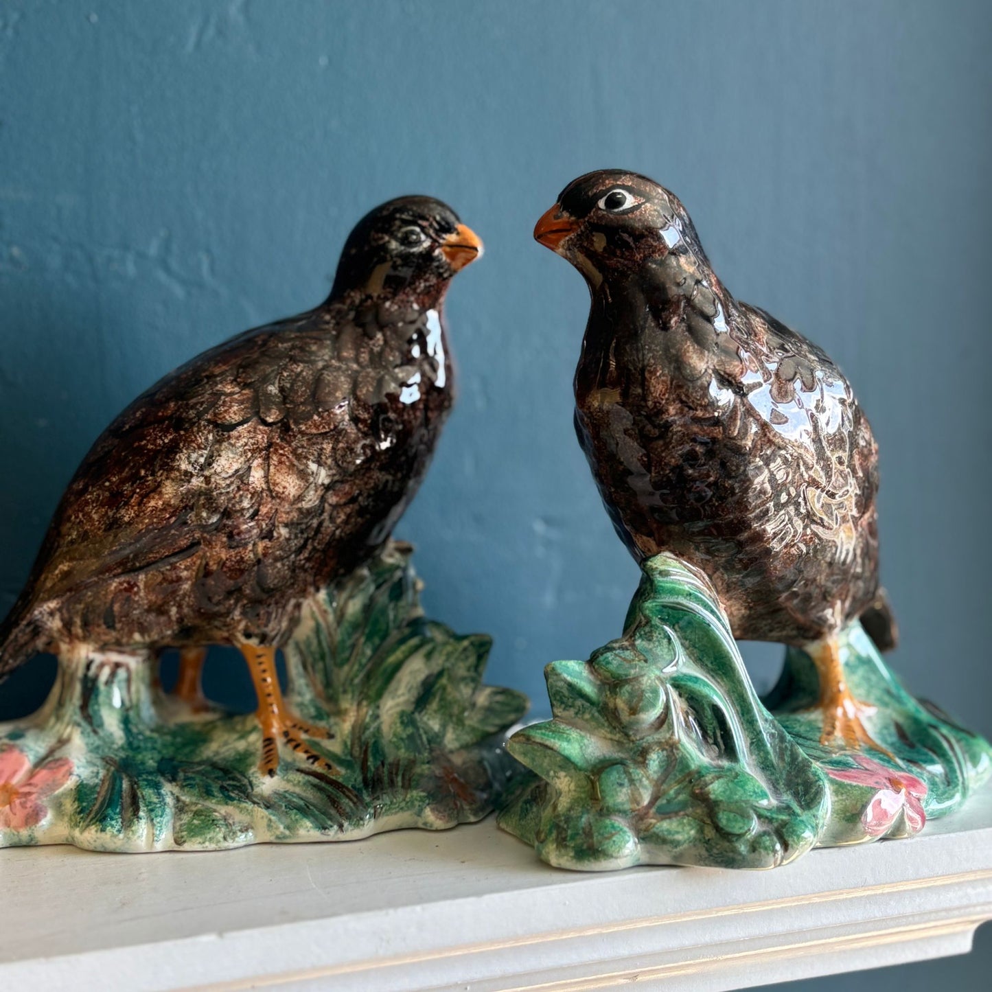 Vintage Hand-painted Ceramic Grouse Game Bird Figurines image 1