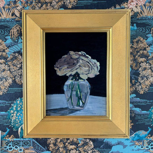 Gray & Silver Roses Signed Oil Painting image 0