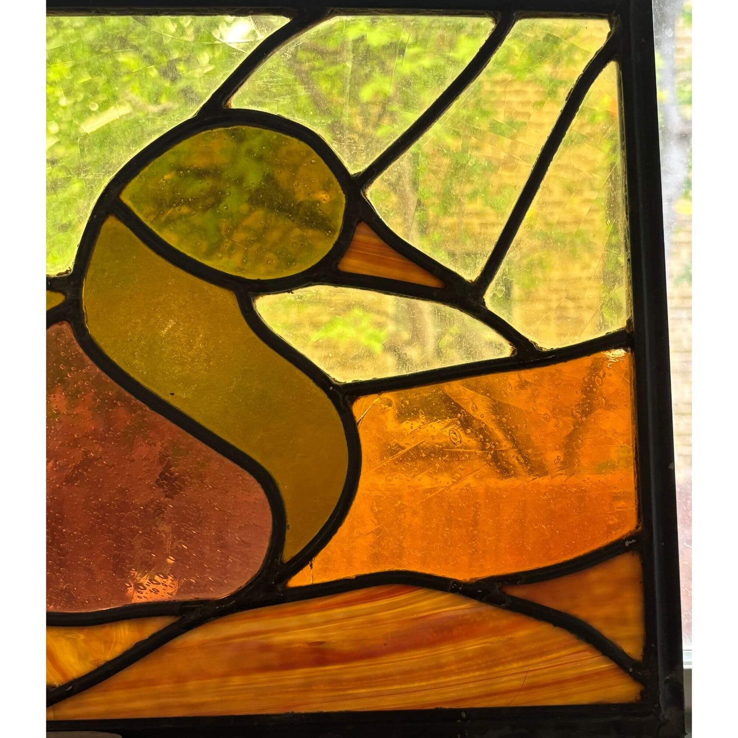 Stunning Vintage Stained Glass Duck Window Art image 2