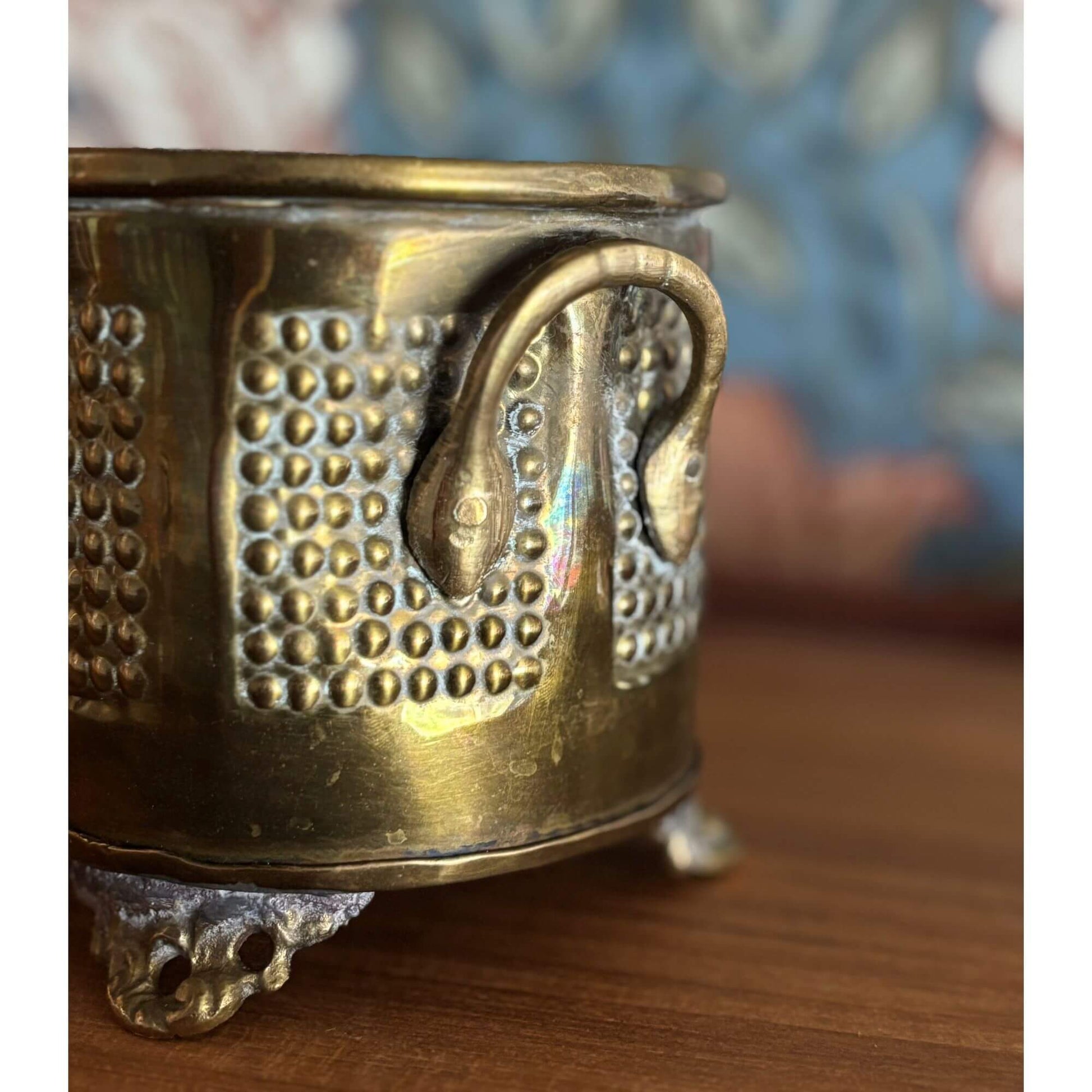 Vintage Brass Footed Jardiniere Planter with Handles image 2