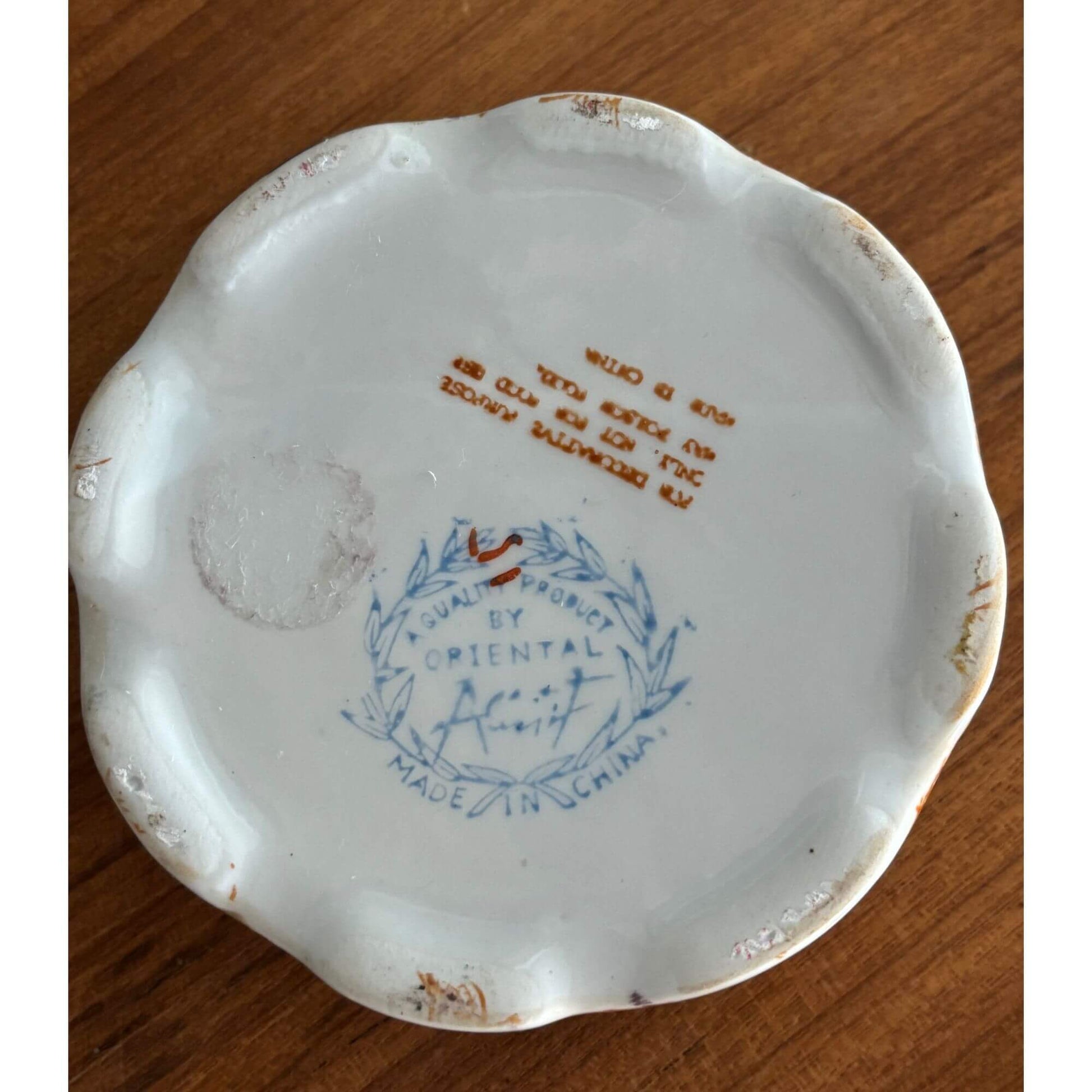 Vintage Japanese Dark Teal & Pink Paisley Lidded Jar image 3