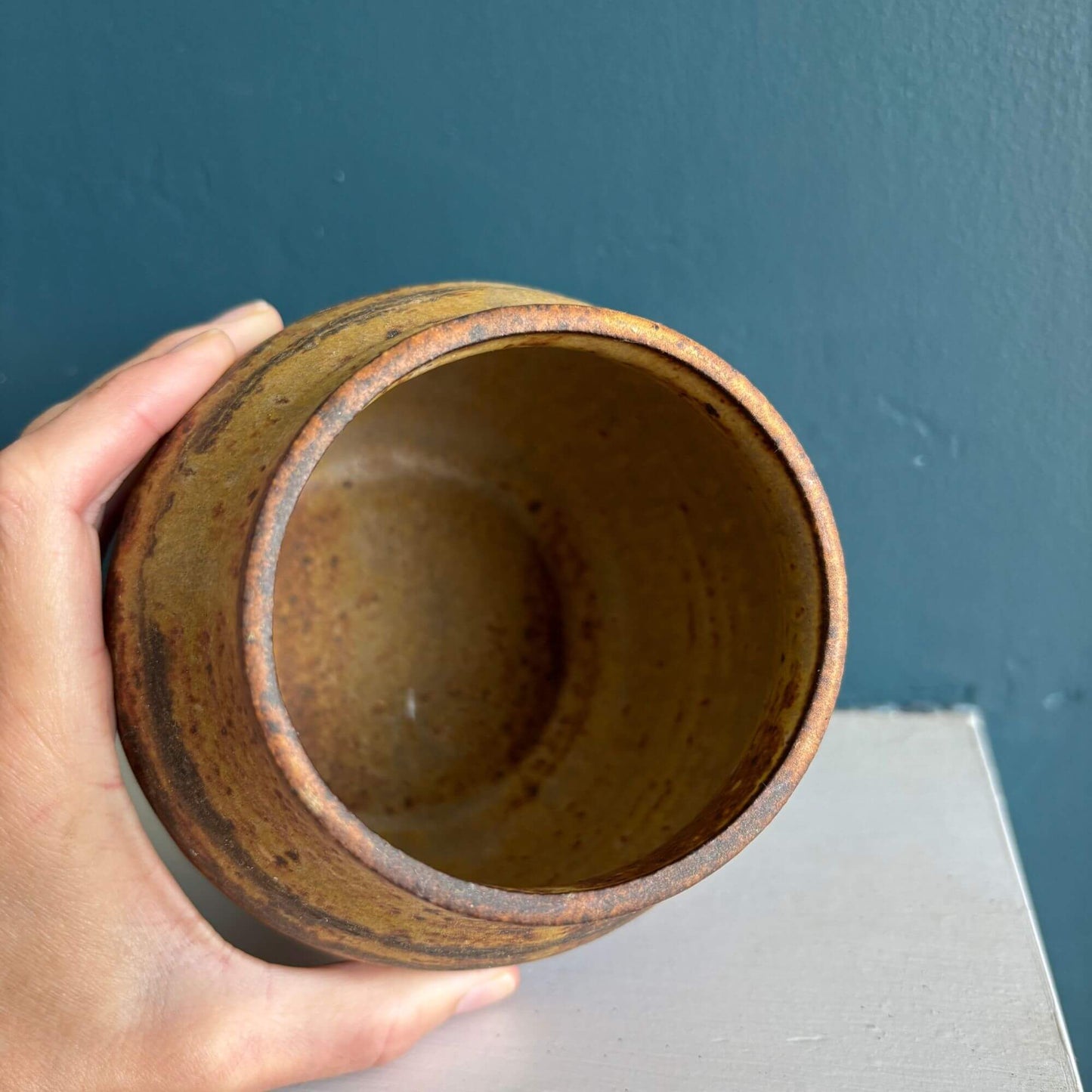 Vintage Studio Pottery Natural Bulbous Vase image 1