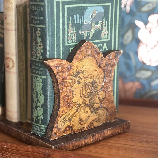 Vintage Possibly Antique Hand Carved Art Nouveau Bookends image 0