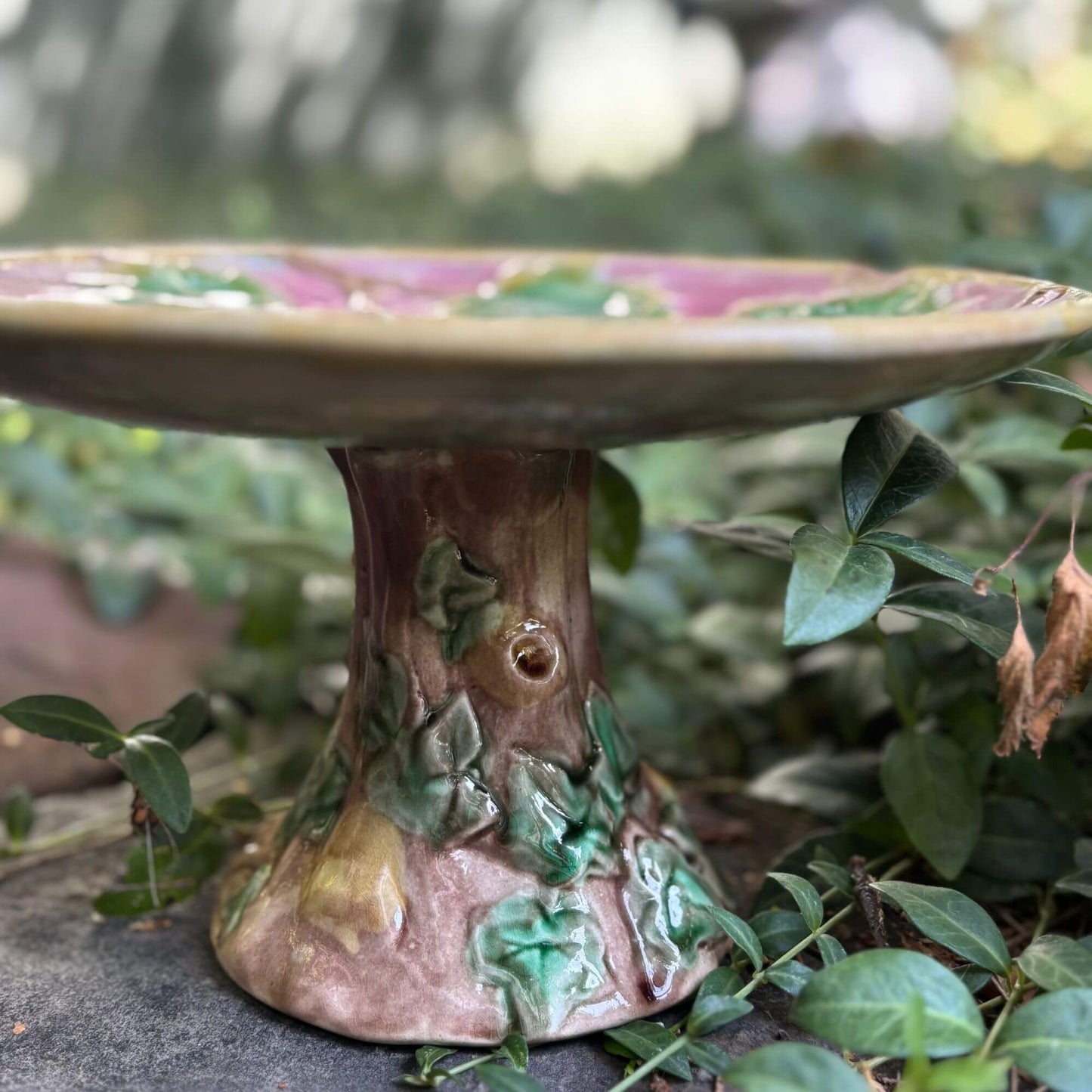 Antique Etruscan Majolica Cake Stand Pedestal Platter image 2