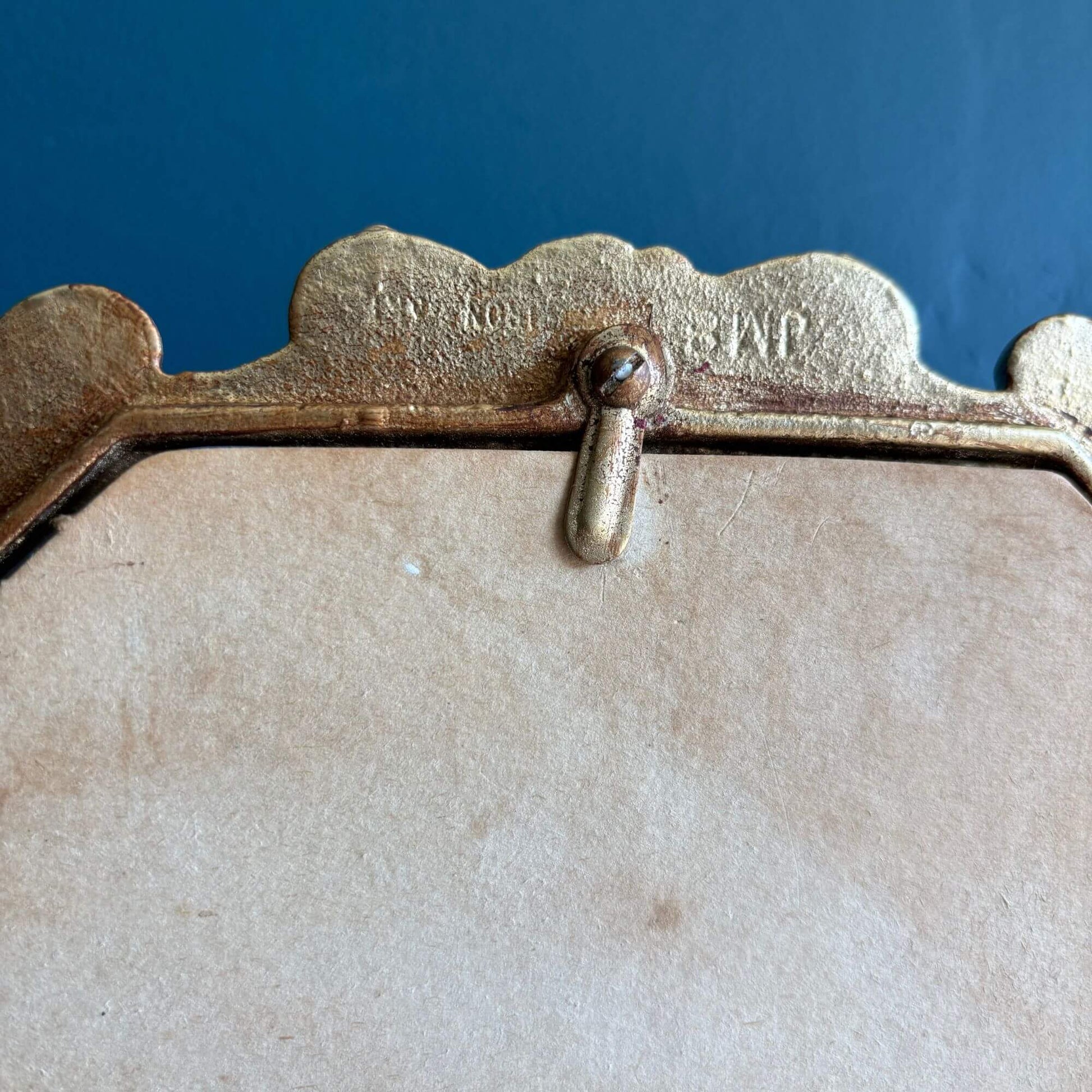 Vintage Gold Cast Iron Gilt Swivel Mirror image 6