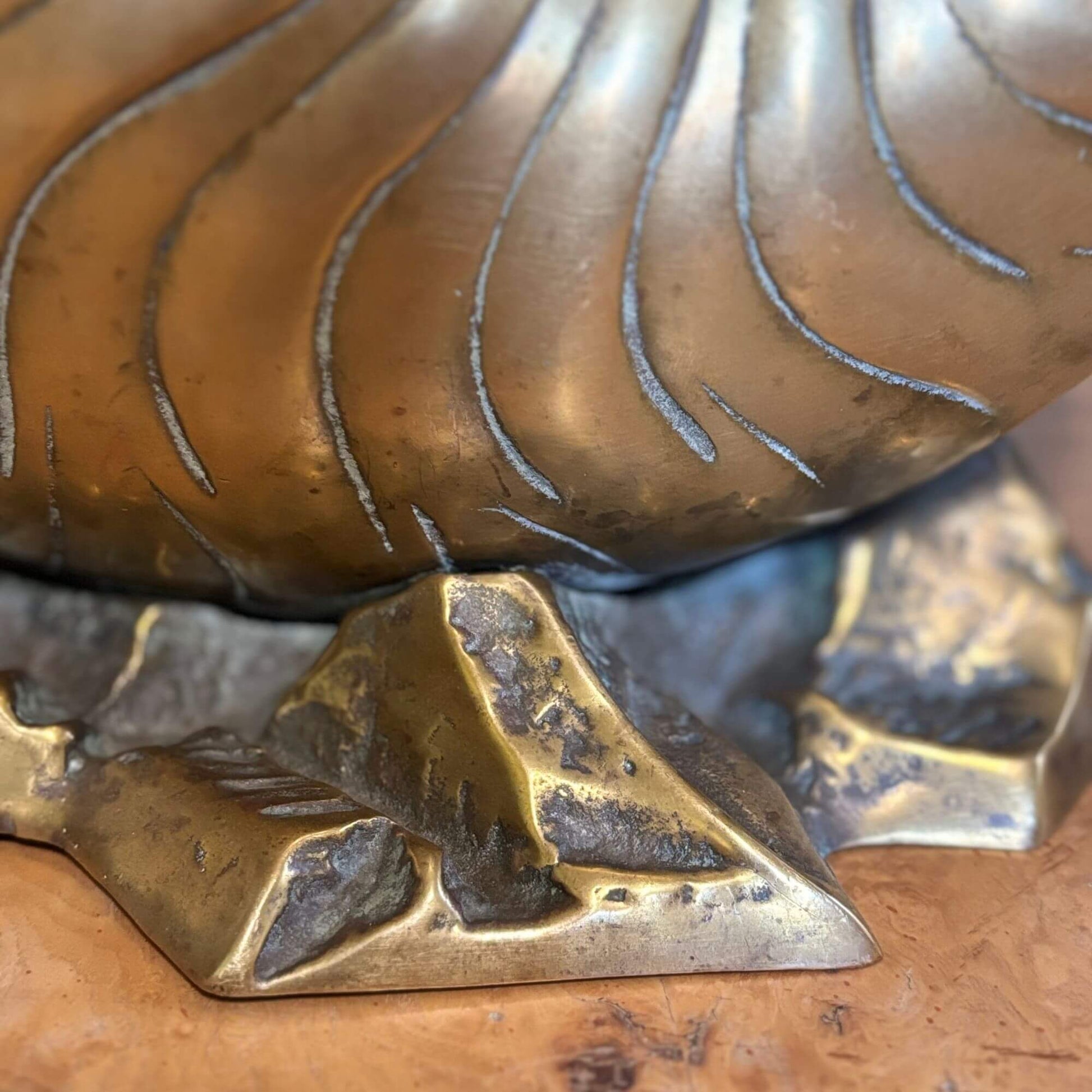 Large Vintage Brass Nautilus Shell Planter image 1