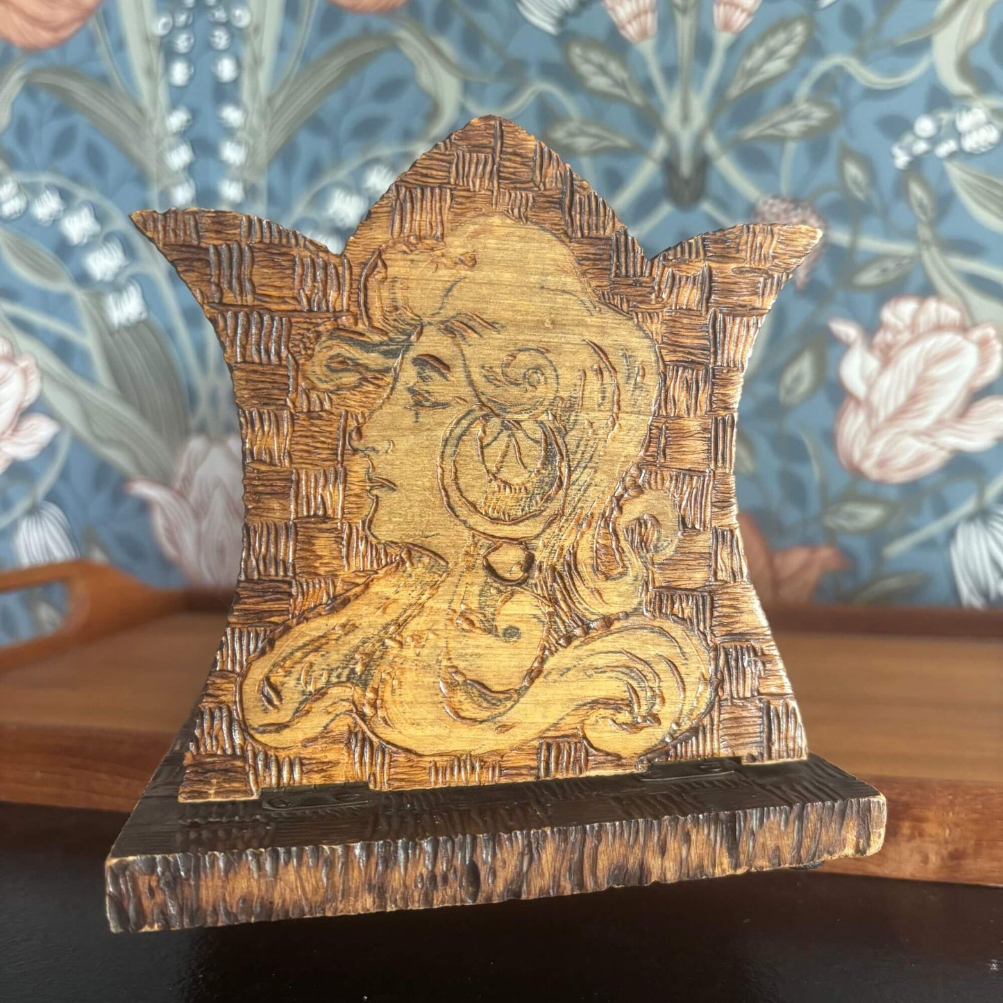 Vintage Possibly Antique Hand Carved Art Nouveau Bookends image 6