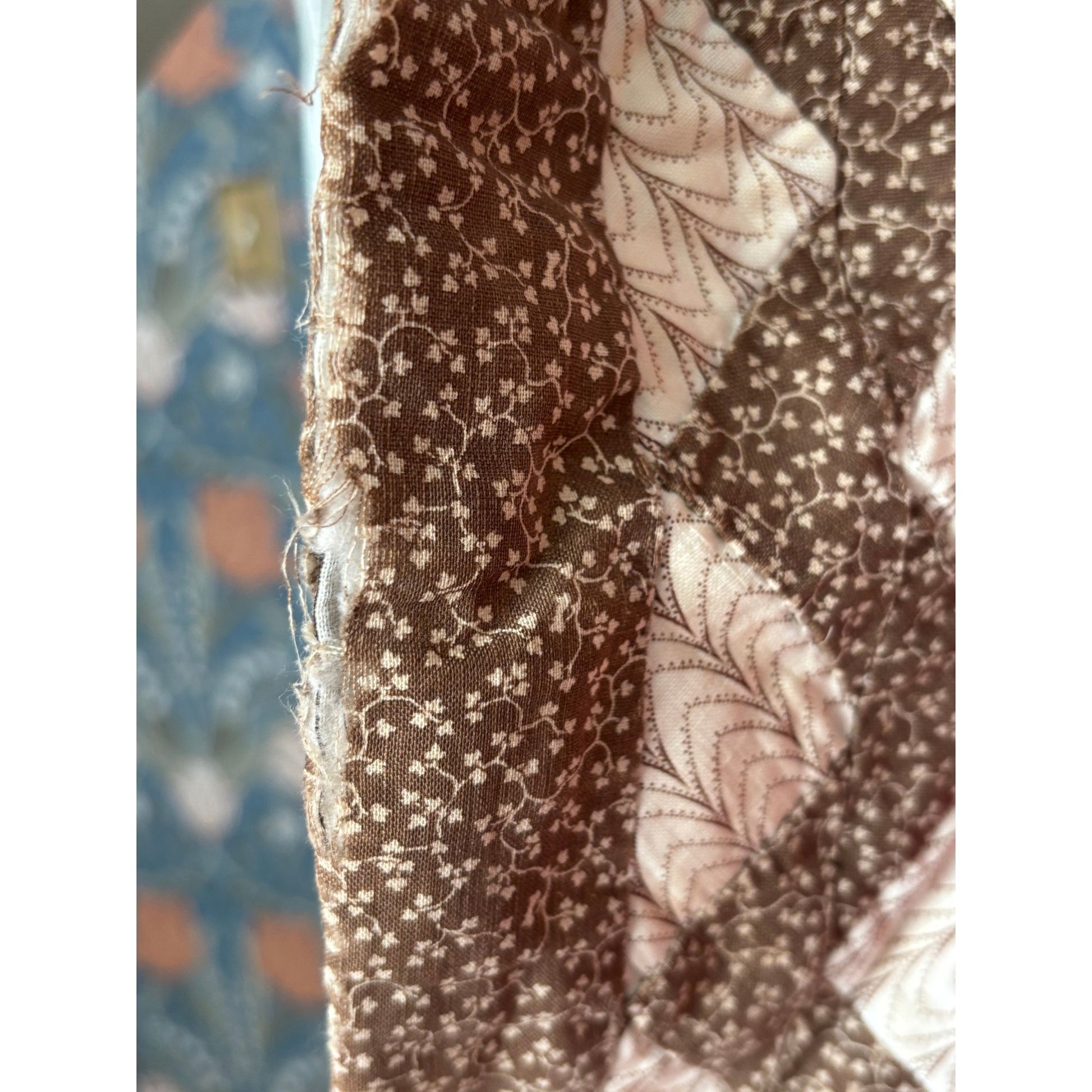 Antique Checkerboard Zig Zag Border Handmade Quilt image 6