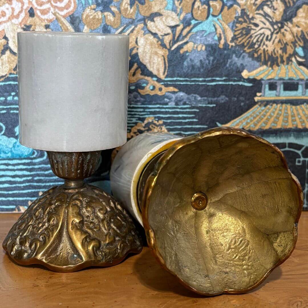 Vintage Marble & Brass Candlesticks - Image 6
