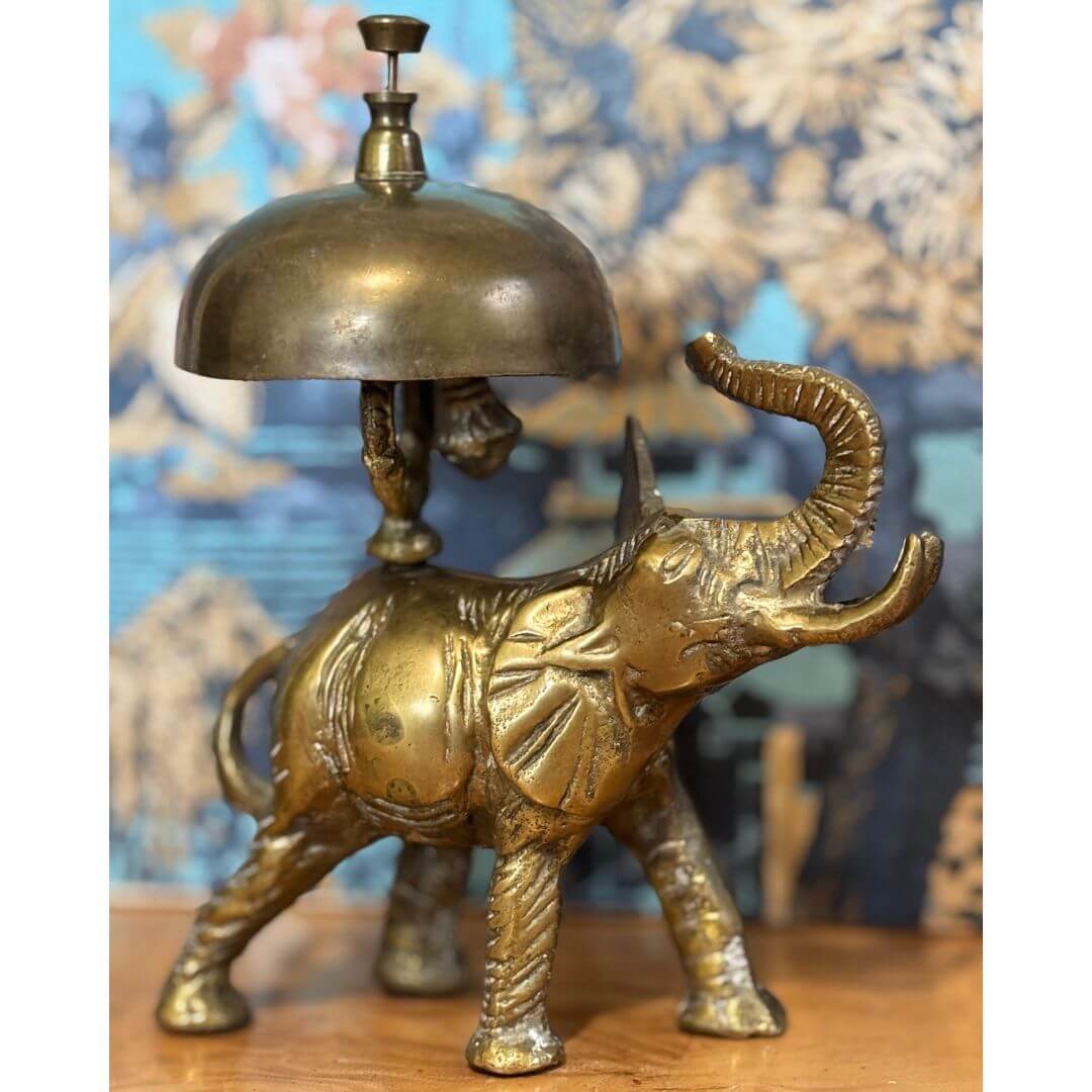 Vintage Brass Hotel Desk Charming Elephant Bell - Image 5