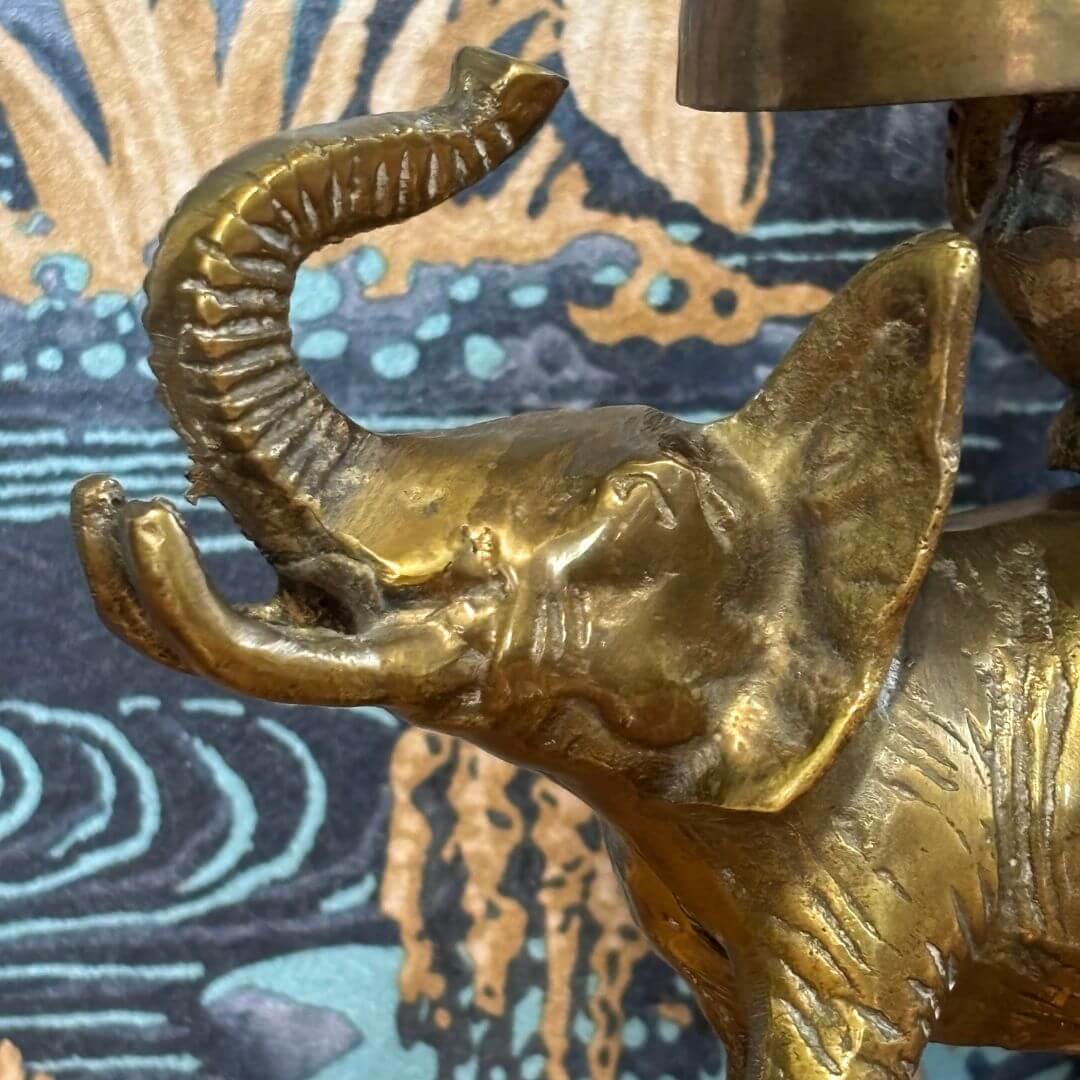 Vintage Brass Hotel Desk Charming Elephant Bell - Image 3