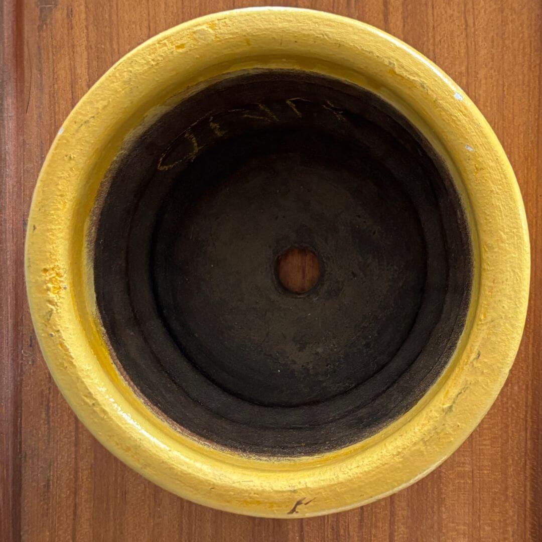 Vintage Yellow Pottery Handpainted Flower Planter - Image 3
