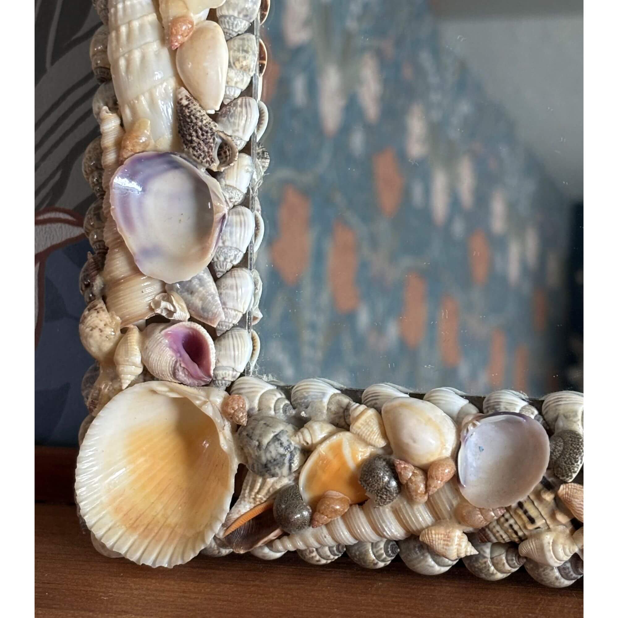 Vintage Natural Seashell Square Mirror - Image 2
