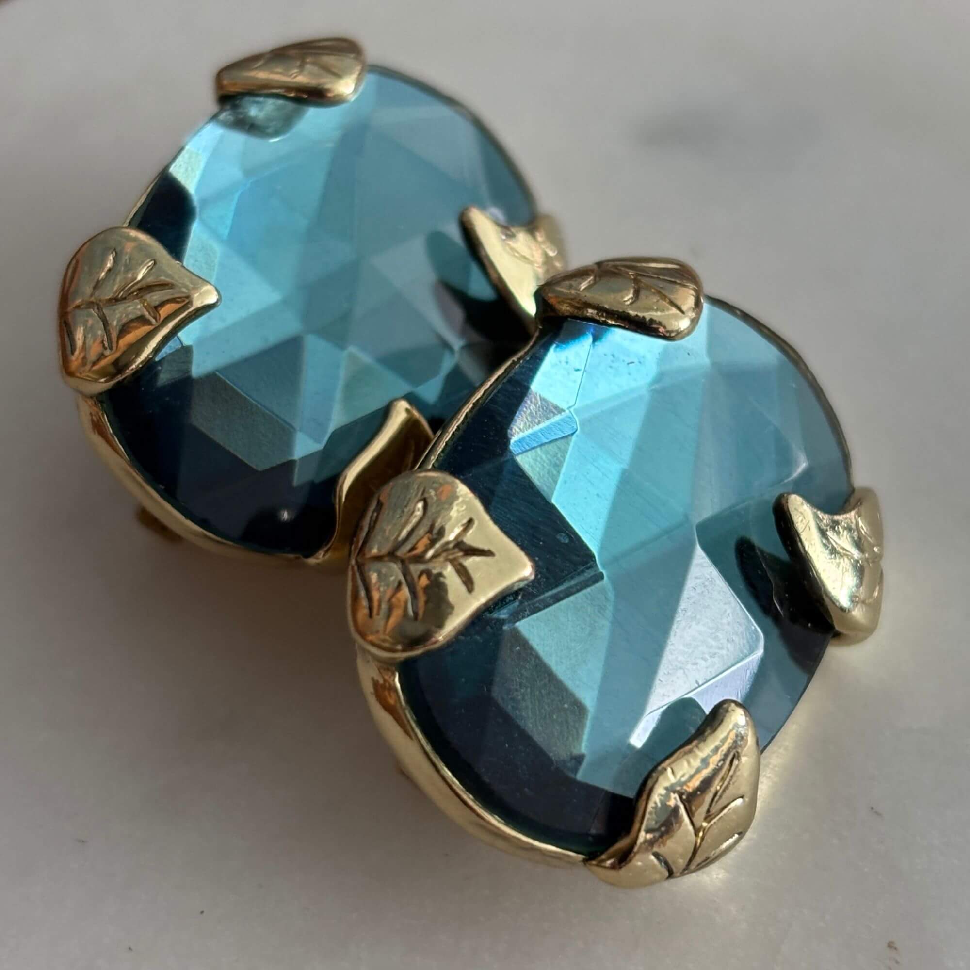 Designer Loulou de la Falaise Teal Faceted Clip On Earrings - Image 2