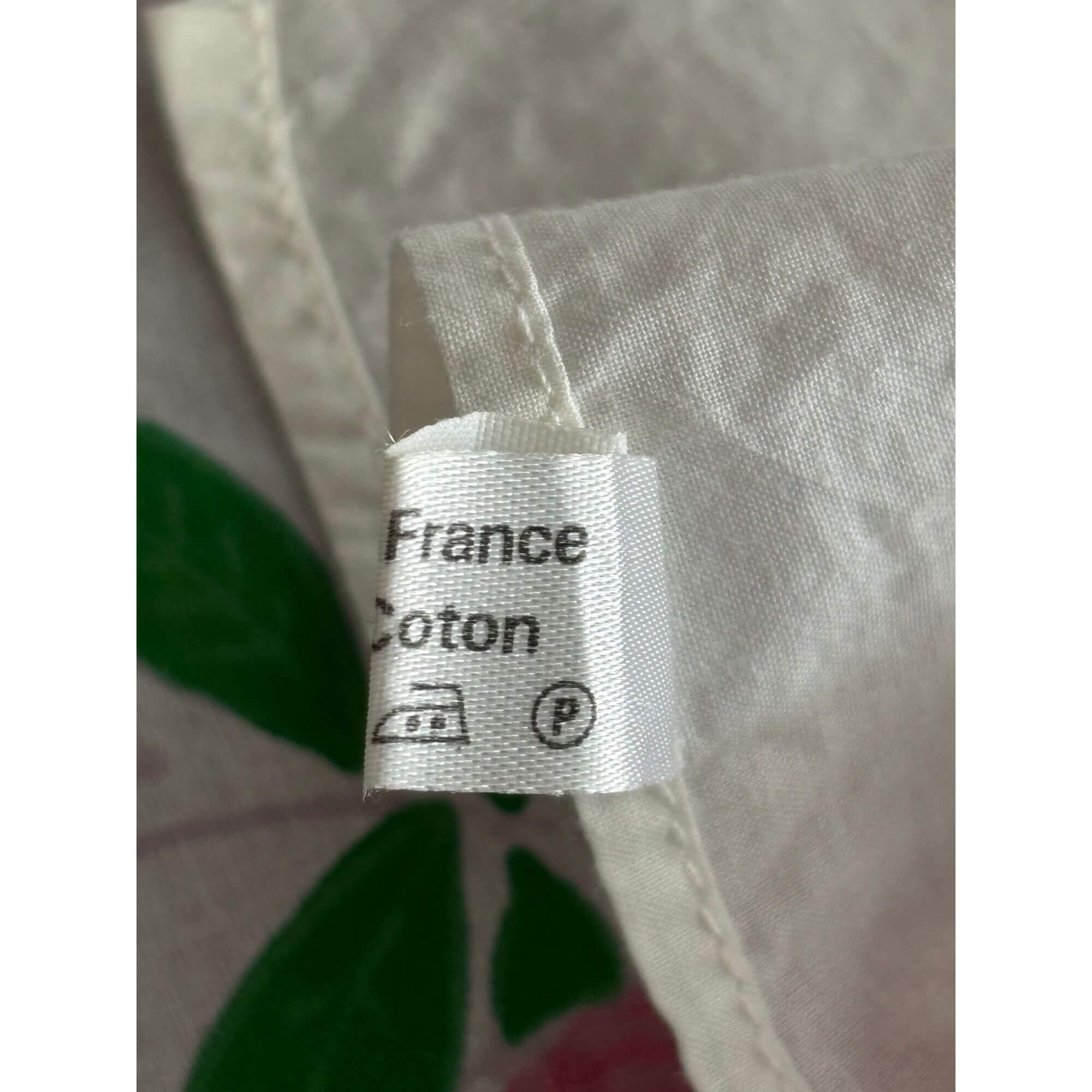 Vintage French Pink Floral Cotton Square Tablecloth by Souleiado 33" x 33" - Image 3