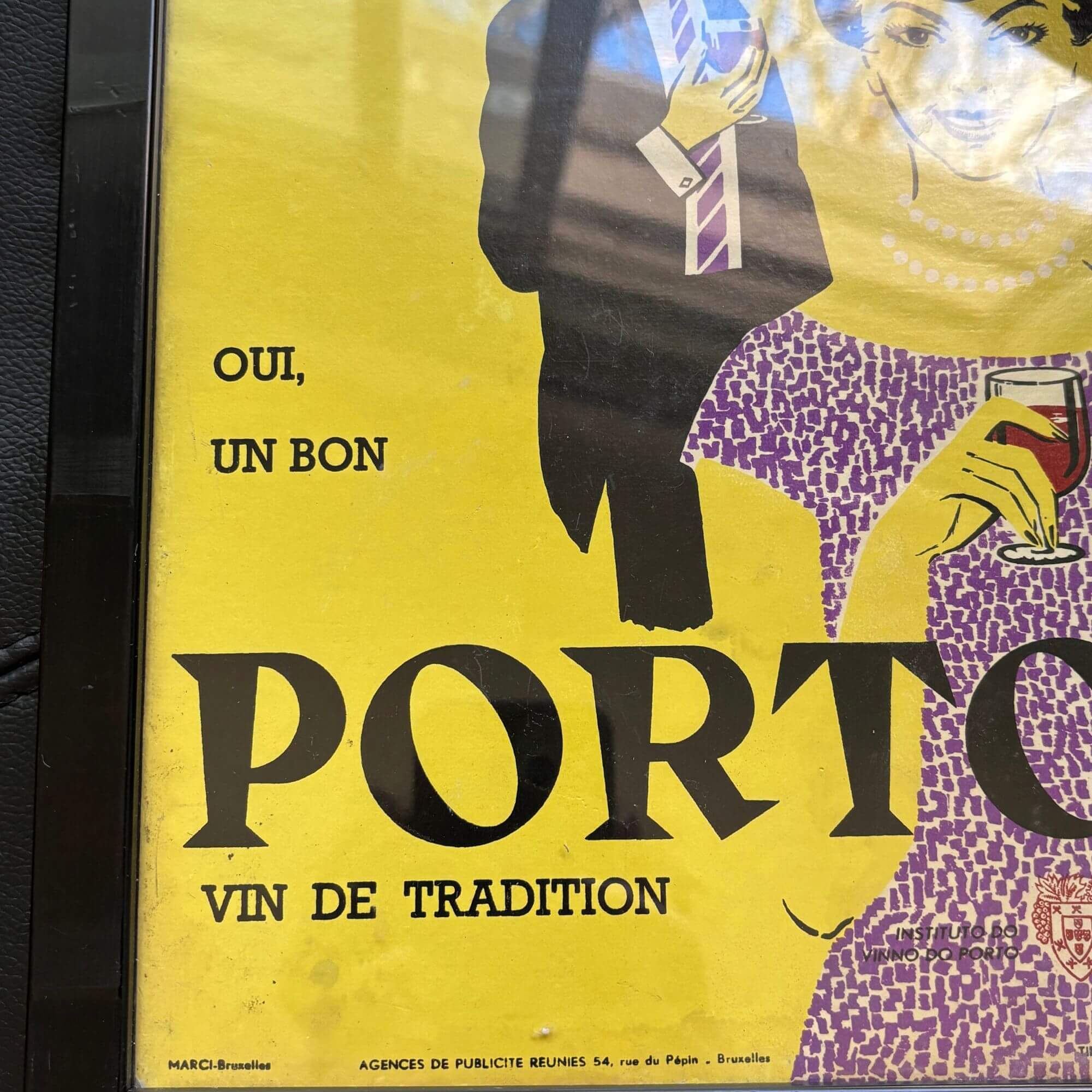 Vintage Belgian Porto Framed Wine Advertisement - Image 2