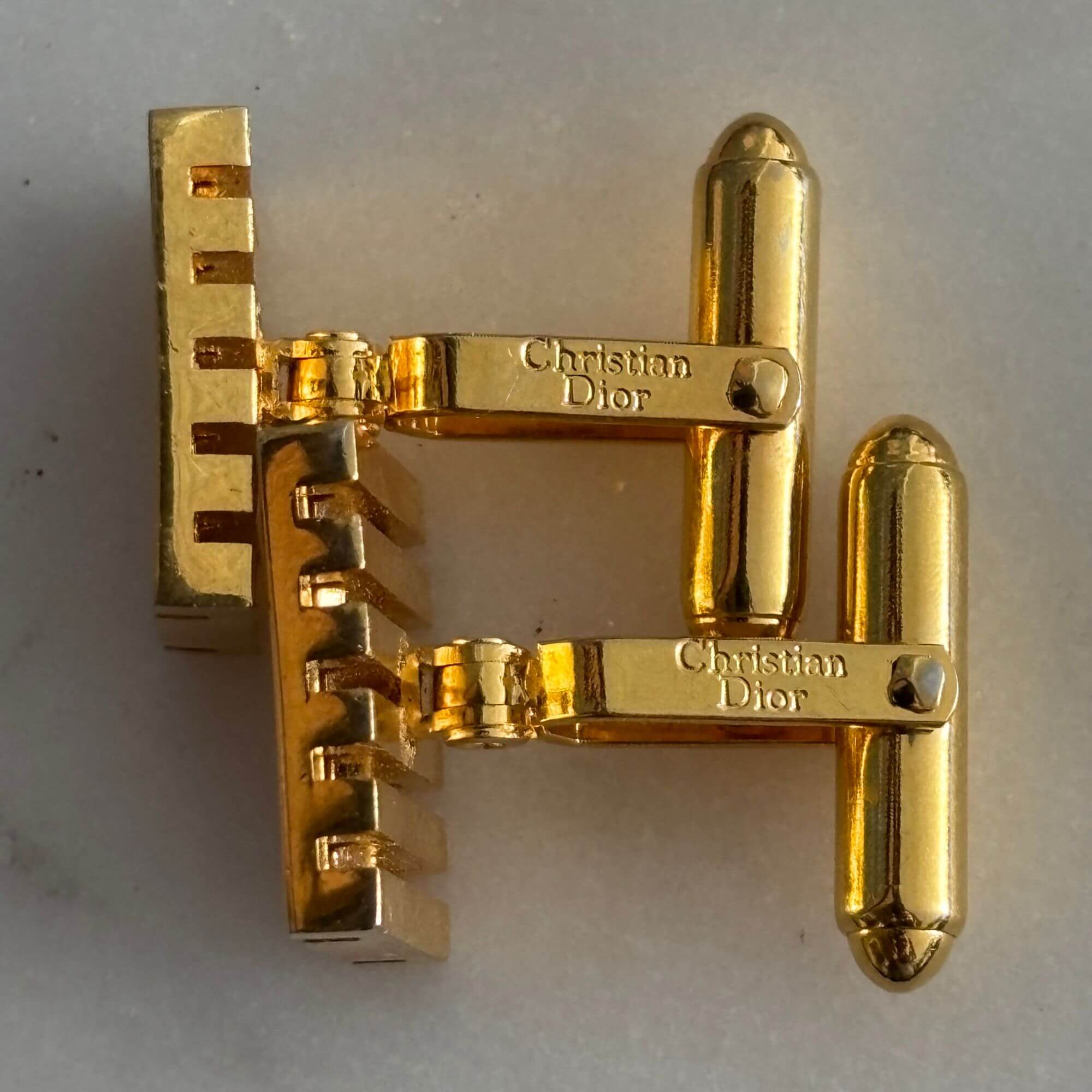 Vintage Two Tone Christian Dior Cufflinks - Image 2