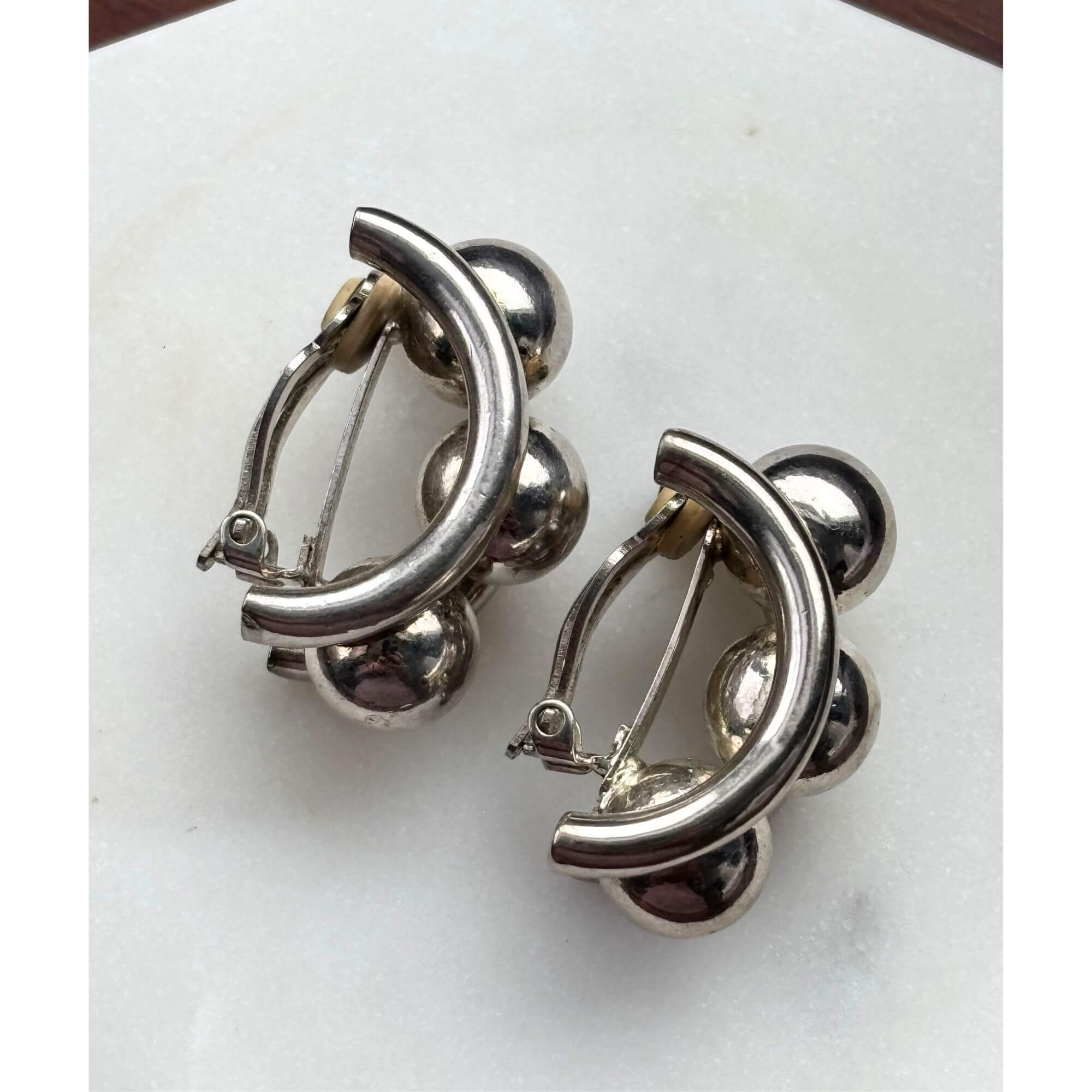 Vintage Abstract Silver Givenchy Clip On Statement Earrings - Image 2