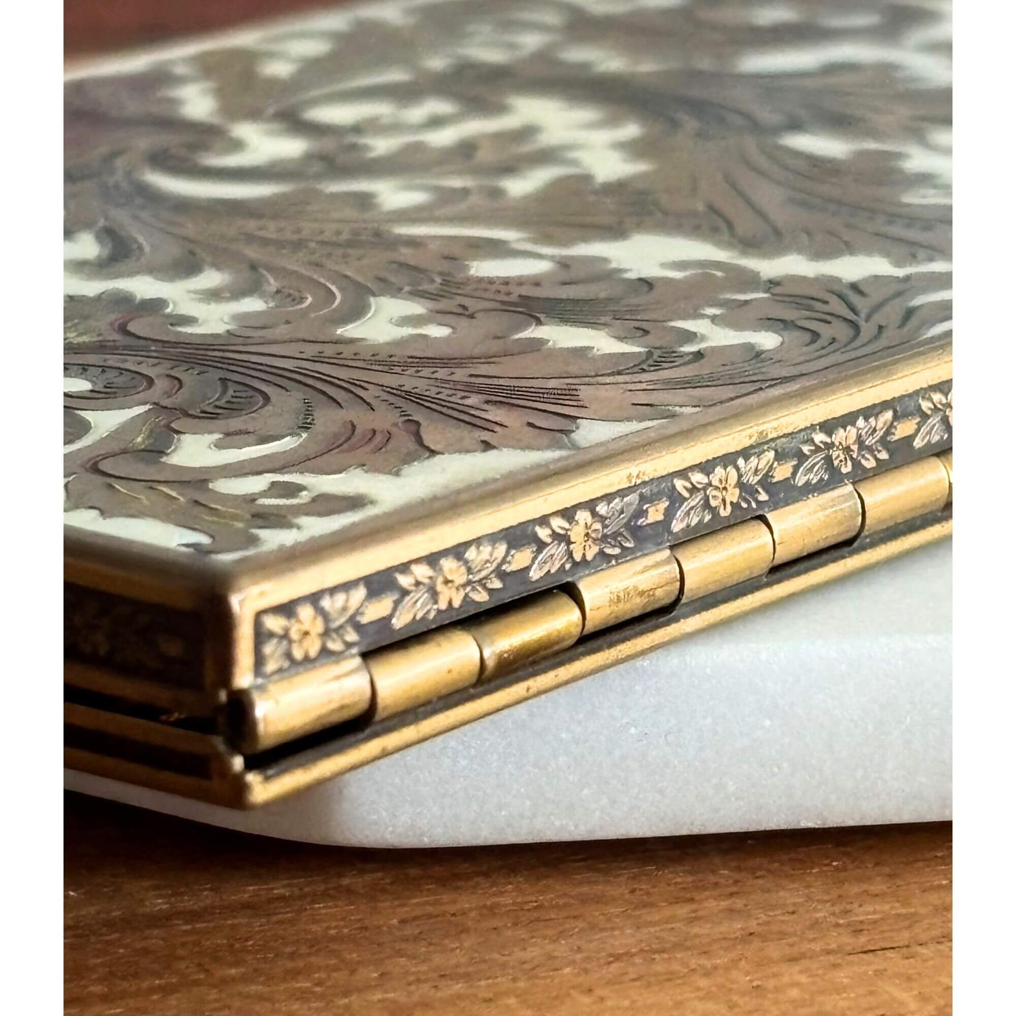 Vintage Volupte Engraved Enamel MCM Card/Cigarette Case - Image 2