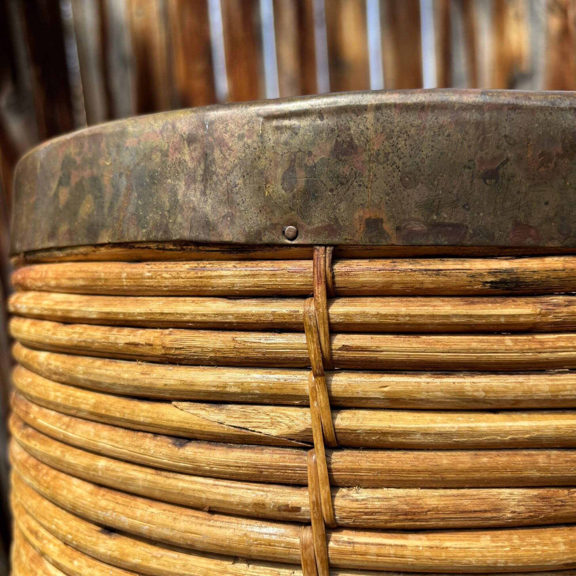 Mid Century Italian Pencil Reed Basket in the Style Of Gabriella Crespi - Image 4