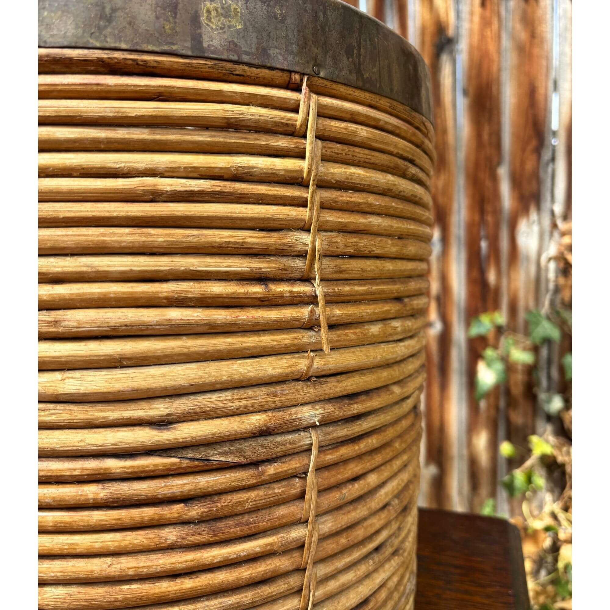 Mid Century Italian Pencil Reed Basket in the Style Of Gabriella Crespi - Image 5