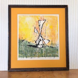 vintage woodcut windmill art