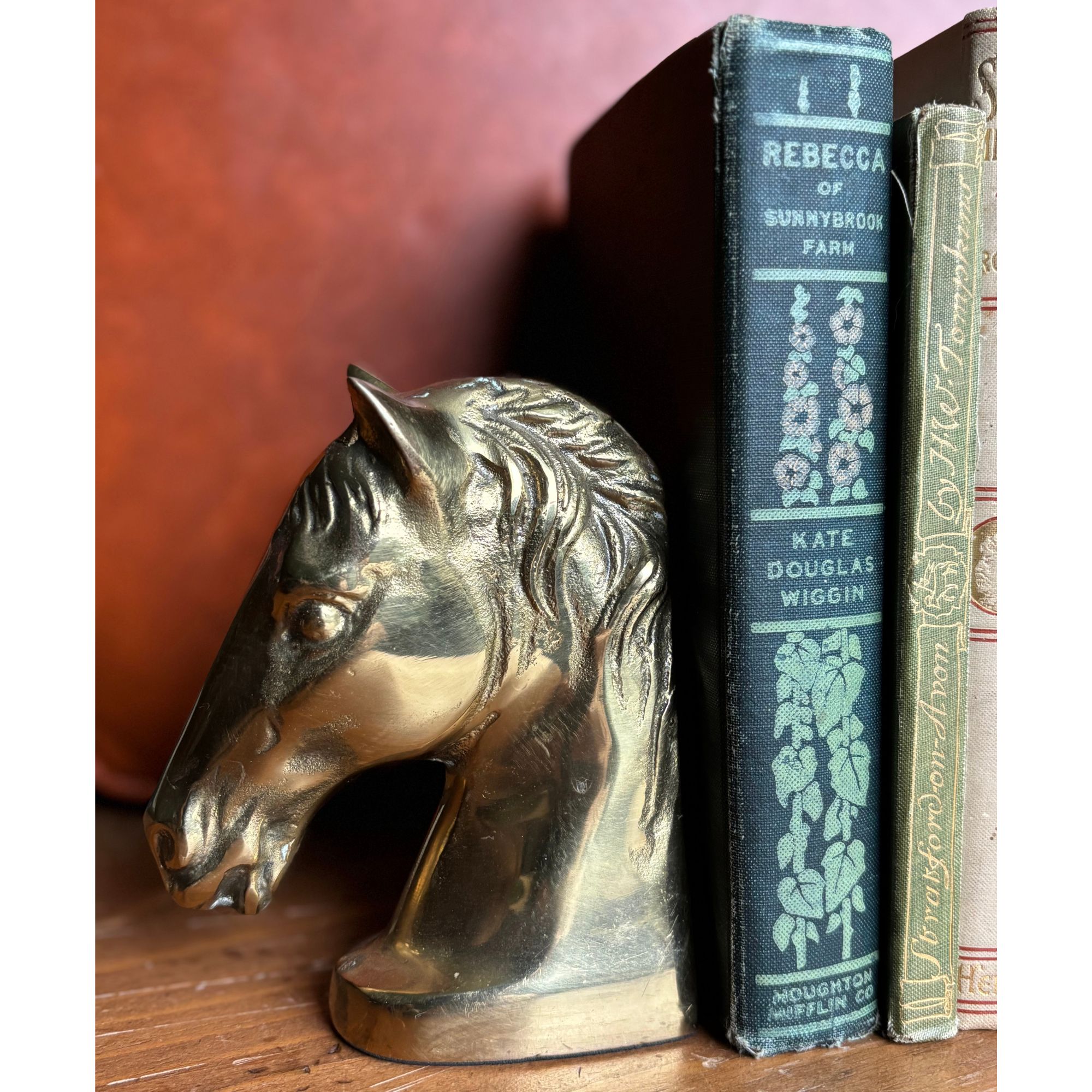 vintage brass horse bookends