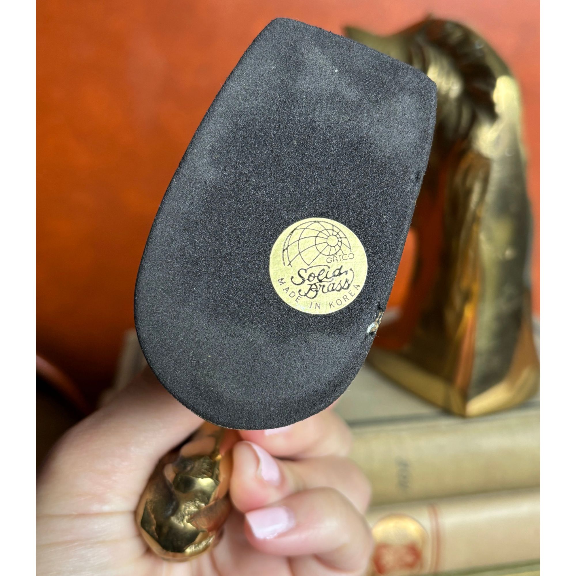 vintage brass horse bookends