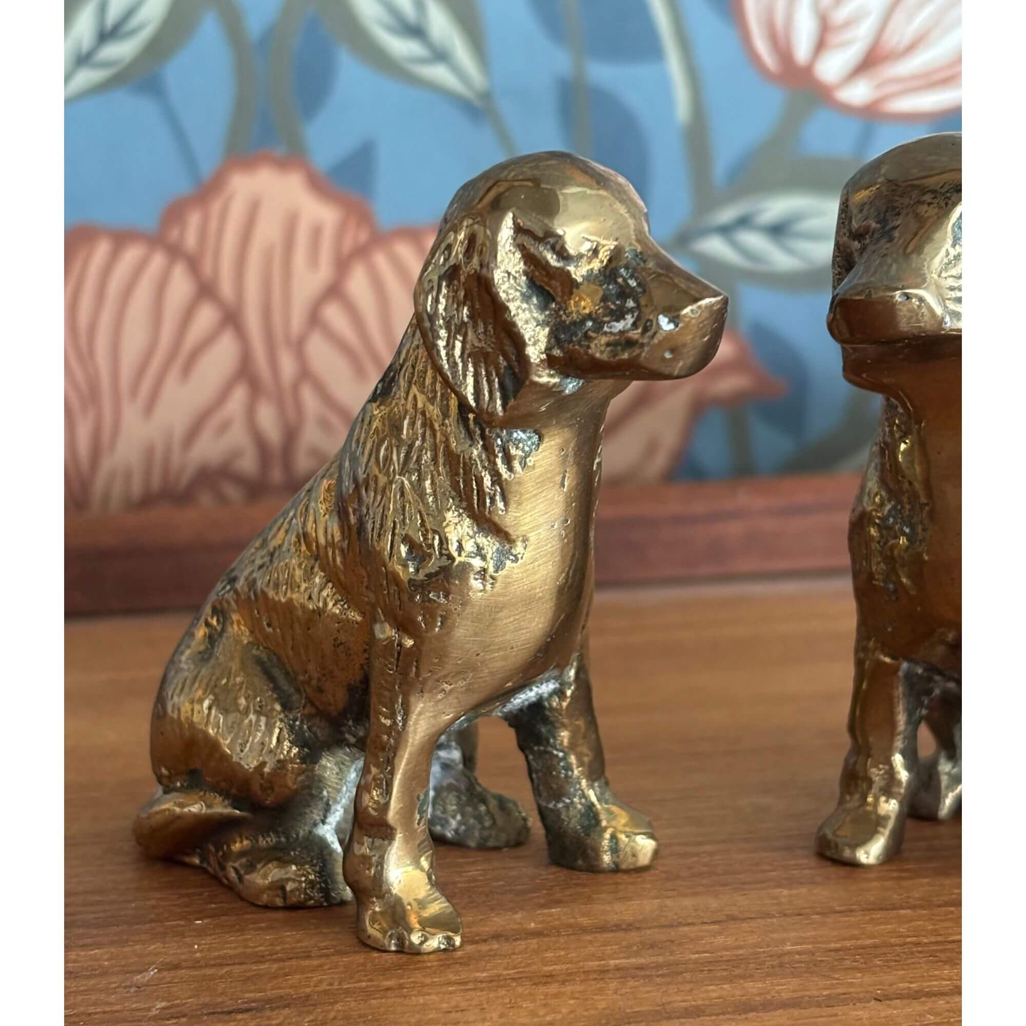 Vintage Solid Brass Detailed Dog Figurines - Image 2