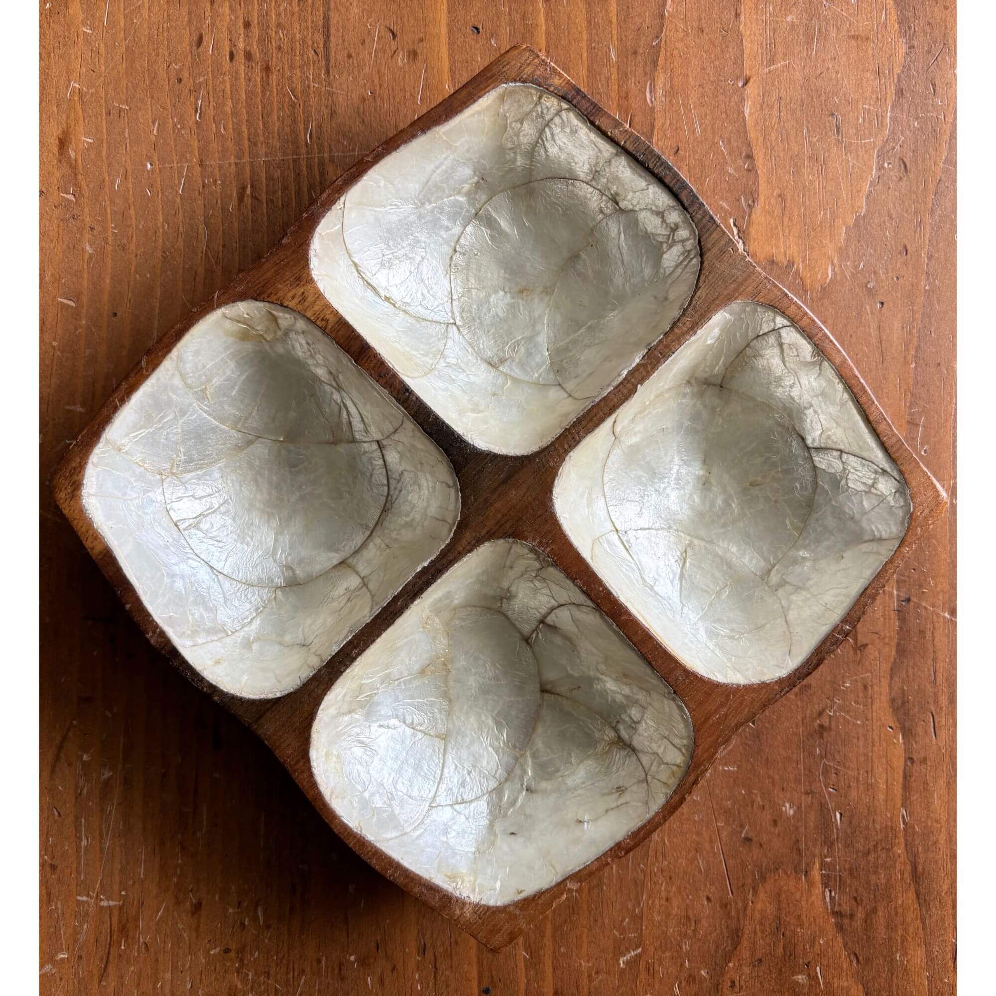 Vintage Capiz Monkey Pod Tray