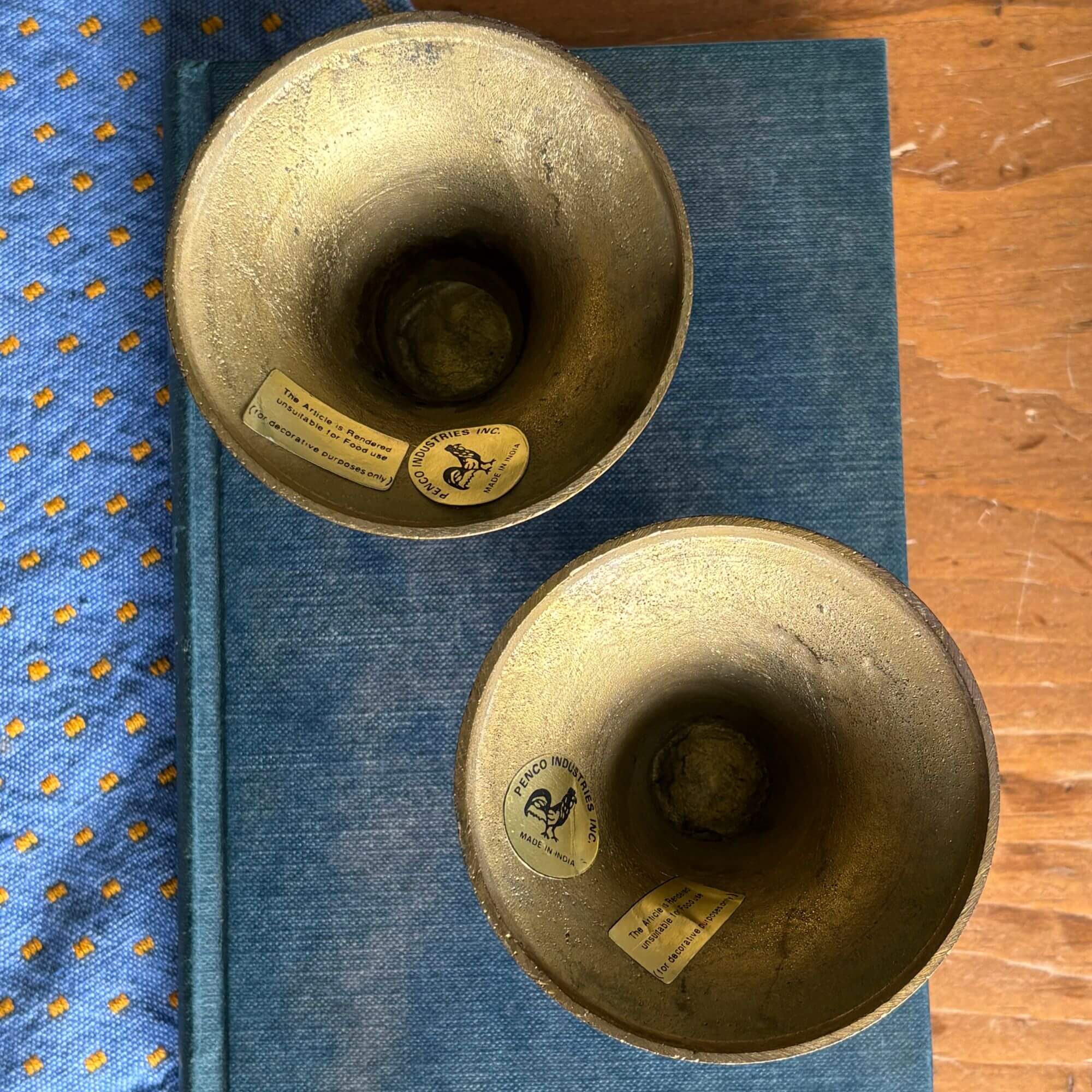 Vintage Green/Teal Cloisonné Floral Candlesticks - Image 3