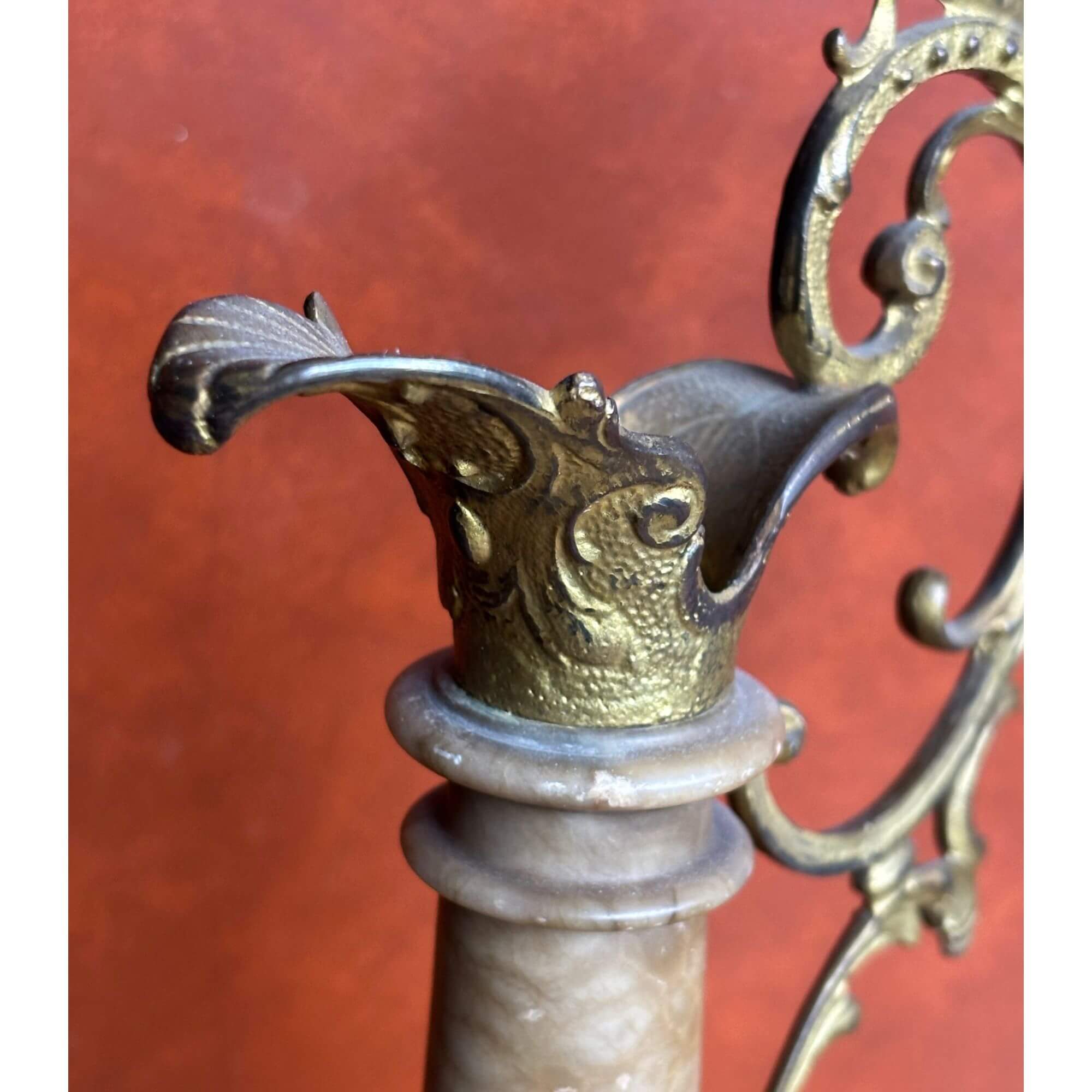 Ornate Stone & Brass Dragon Candle Holder - Image 4