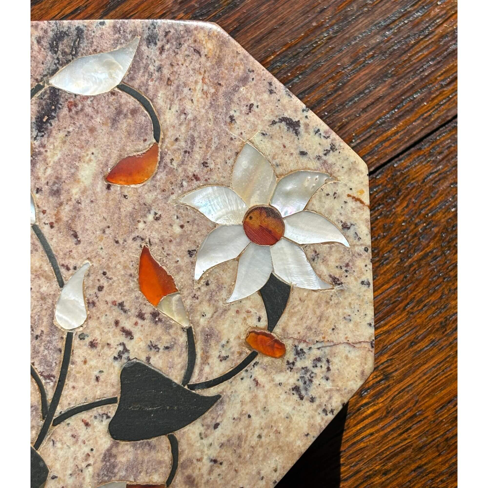 Granite Semi-Precious Stone Octagon Trinket Box - Image 2