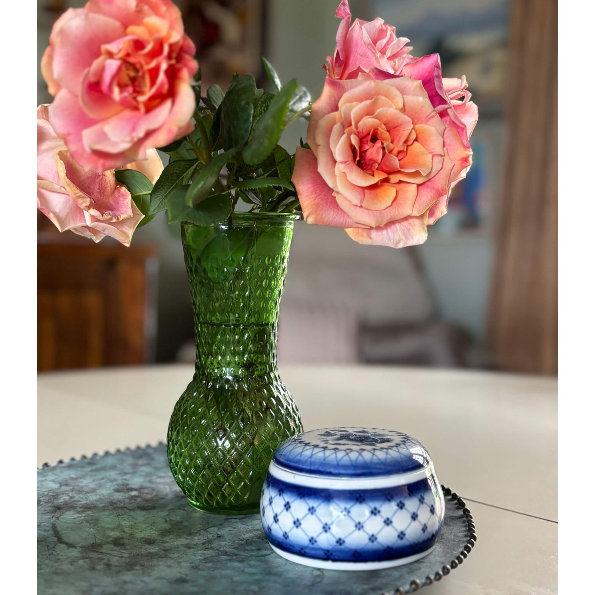 vintage blue & white jar