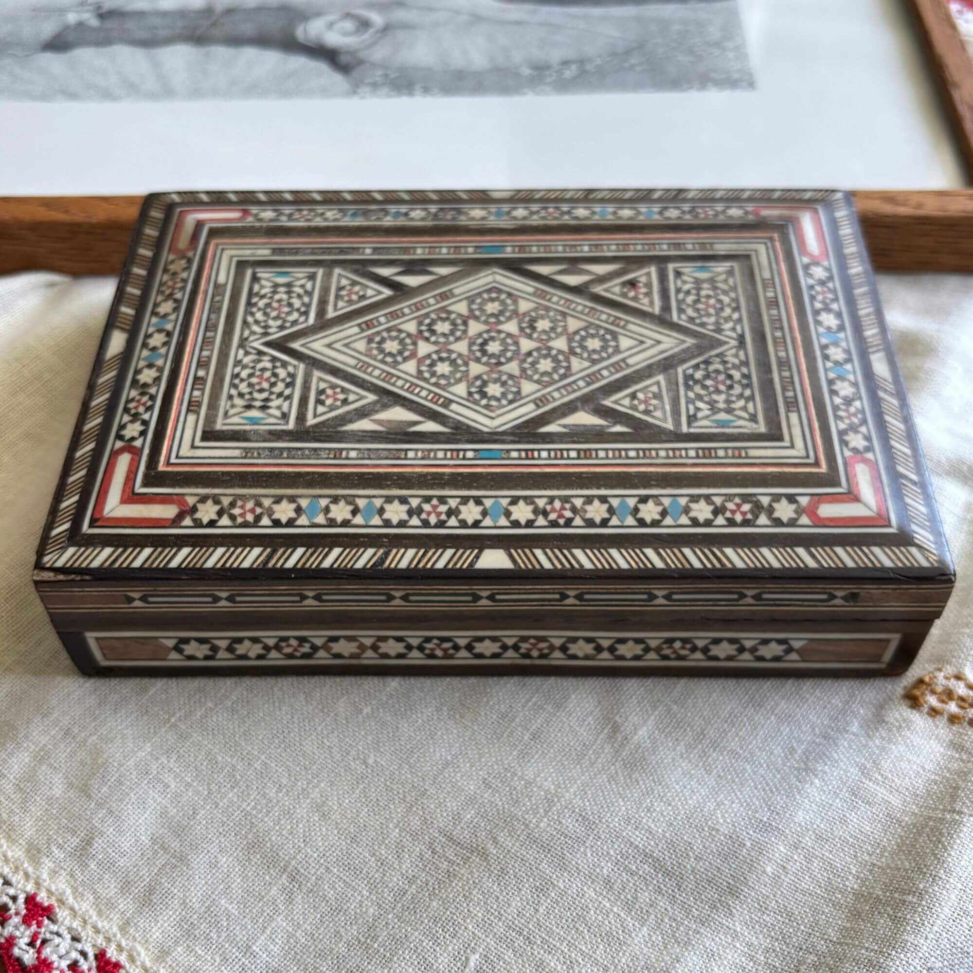 vintage marquetry box
