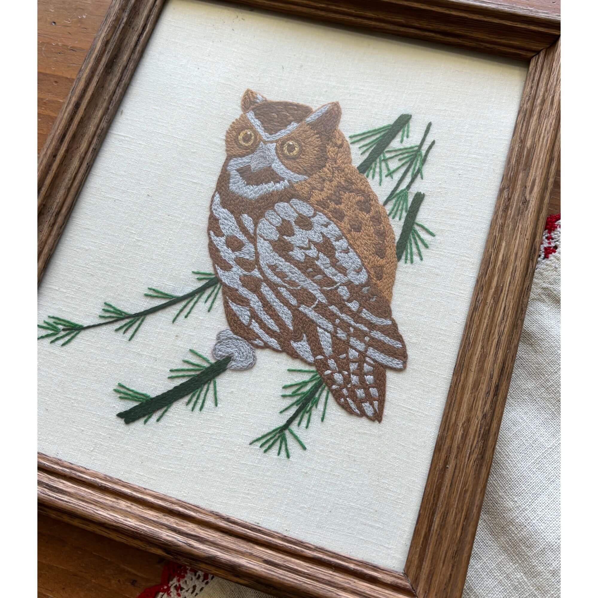 vintage owl embroidery