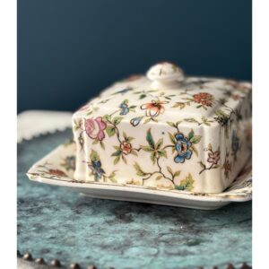 vintage chintz butter dish