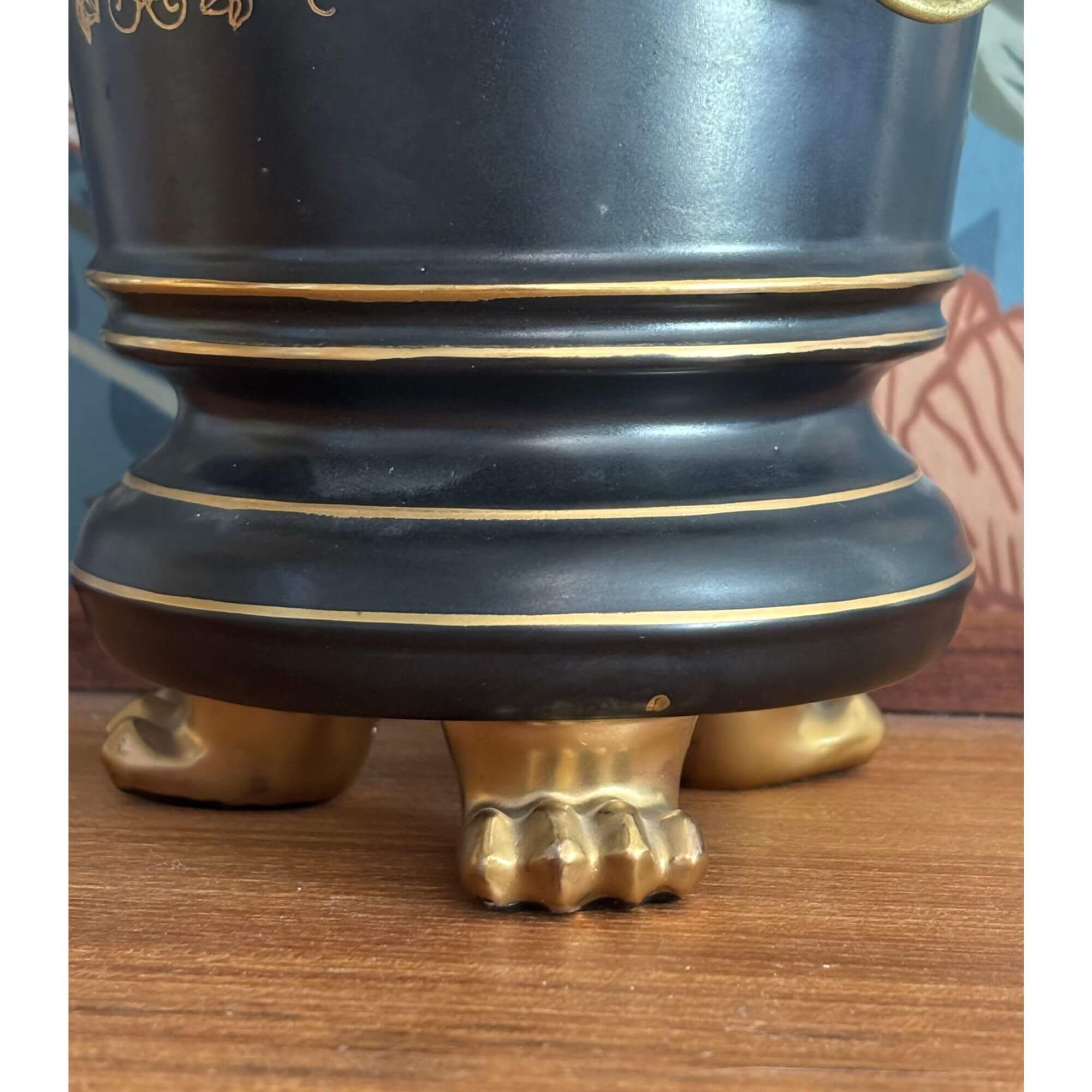 vintage black & gold cachepot