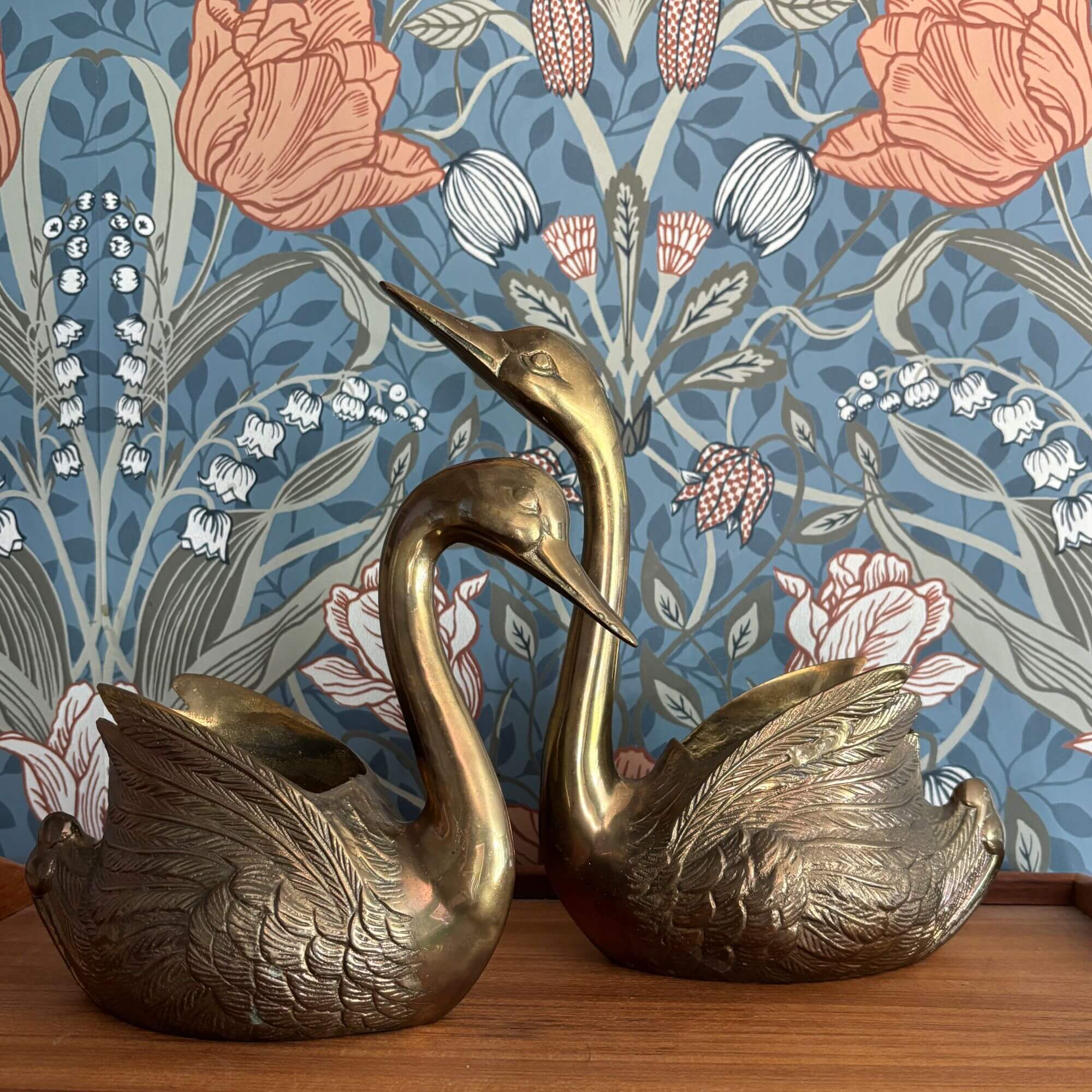 vintage brass swan planter