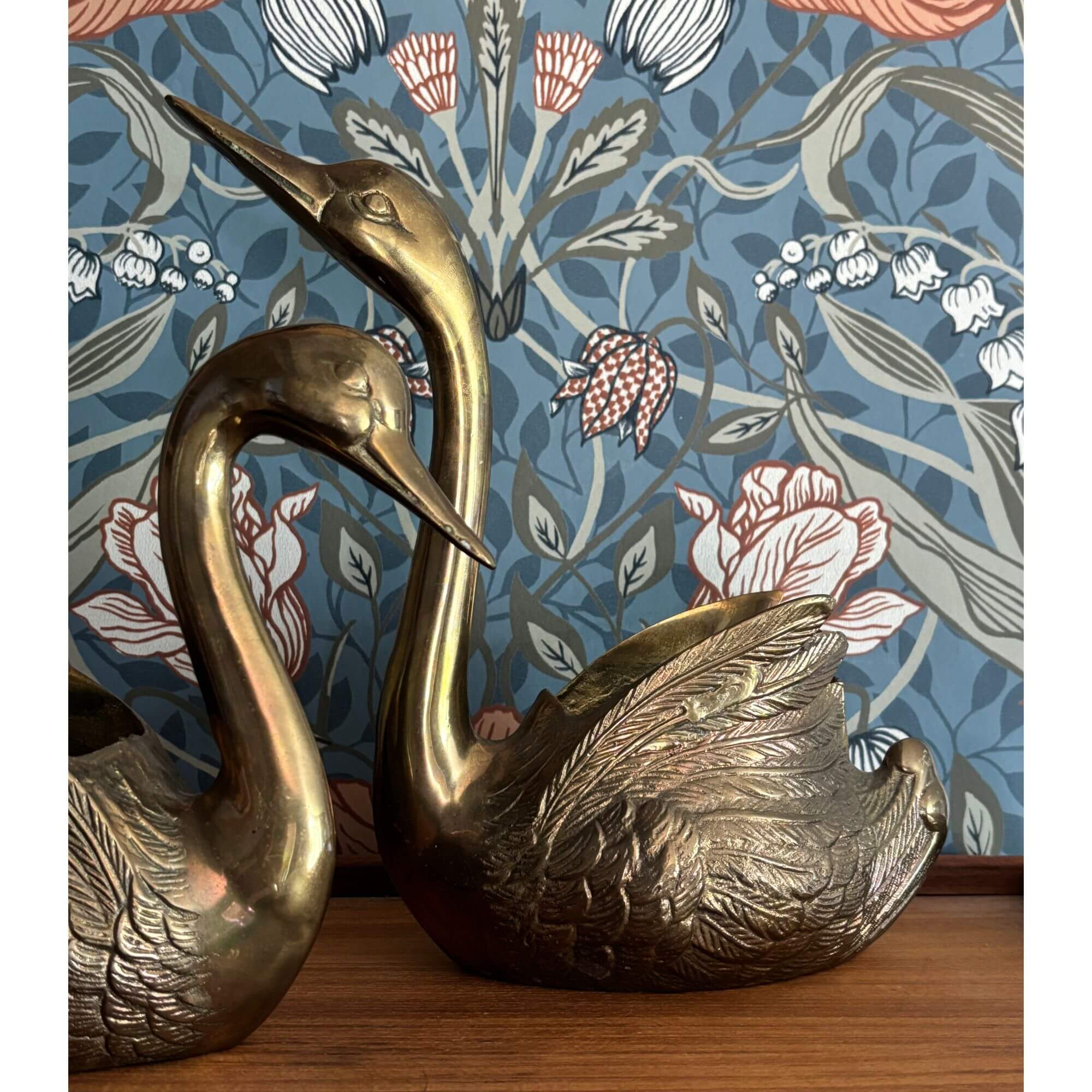 vintage brass swan planter