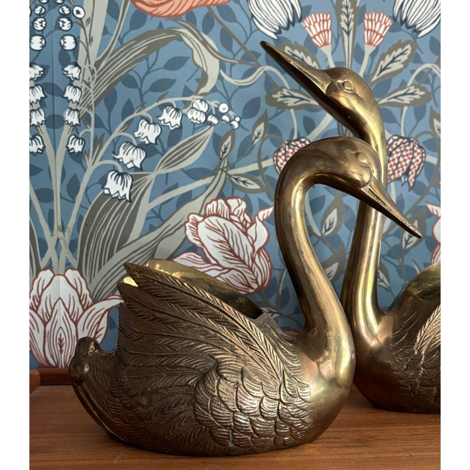 vintage brass swan planter