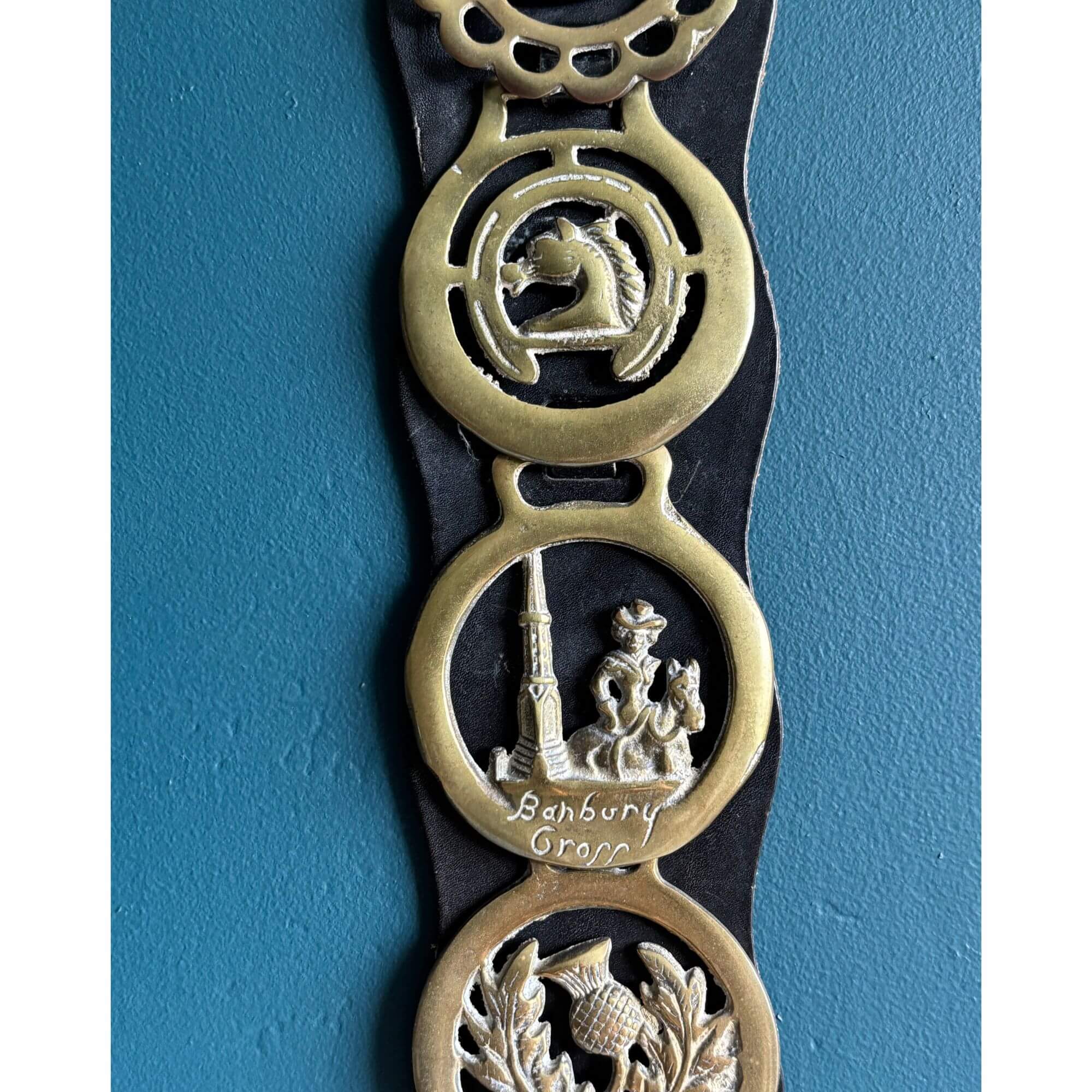 vintage brass horse medallion